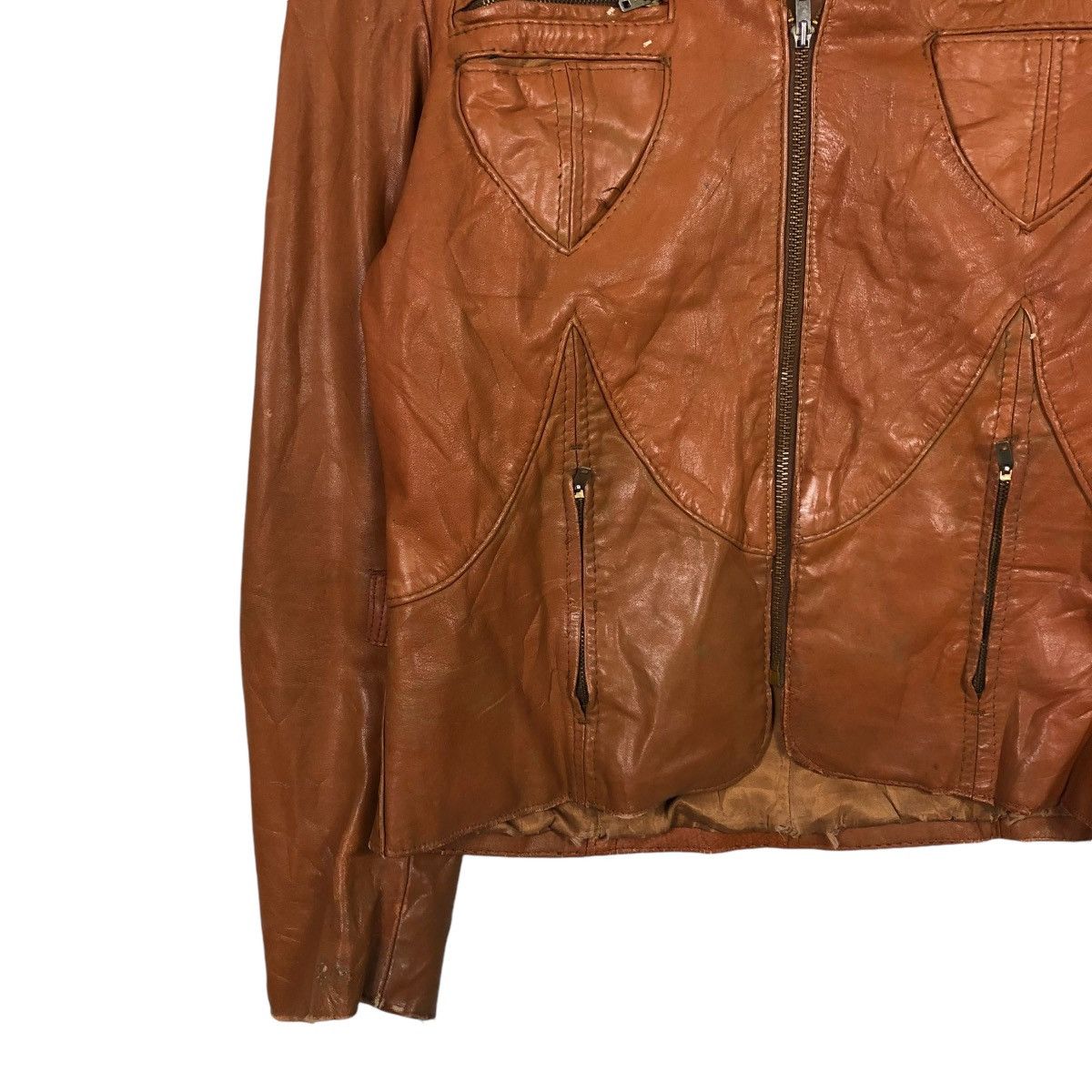 Japanese Brand 🔥VINTAGE 50’s BIKER GENUINE LEATHER JACKET CHESS KING TALON Size US S / EU 44-46 / 1 - 6 Thumbnail