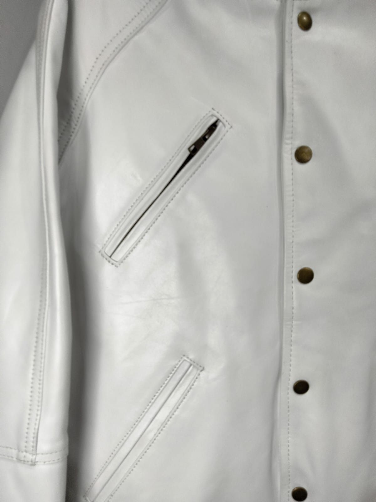 Vintage Wleti Premium White Sheep Leather Varsity Jacket — Medium Size US M / EU 48-50 / 2 - 3 Thumbnail