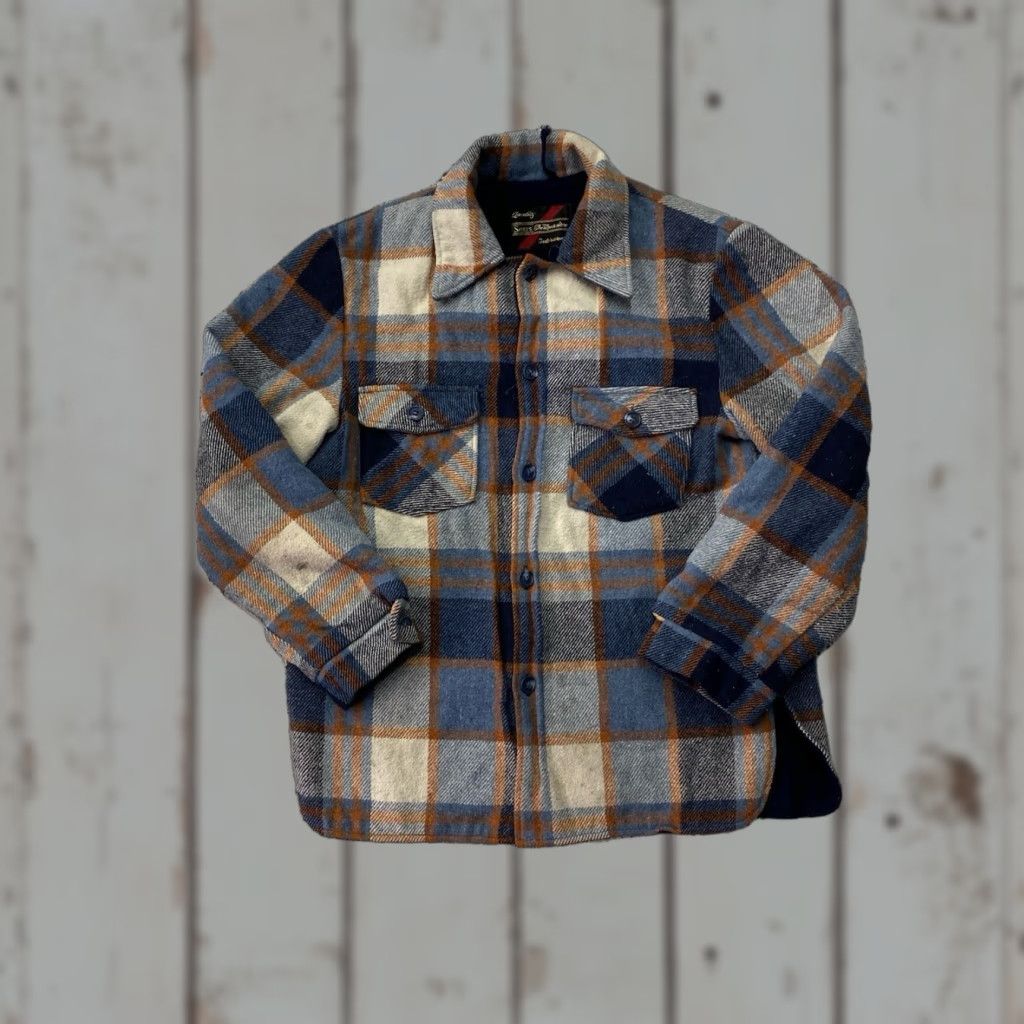 Sears VINTAGE Sears Plaid Wool Coat Jacket L Tall Men 70s 80s Sherpa Lined Wool Coat Men Large Tall Gray Plaid Outdoor 80s 70s Size US L / EU 52-54 / 3 - 1 Thumbnail
