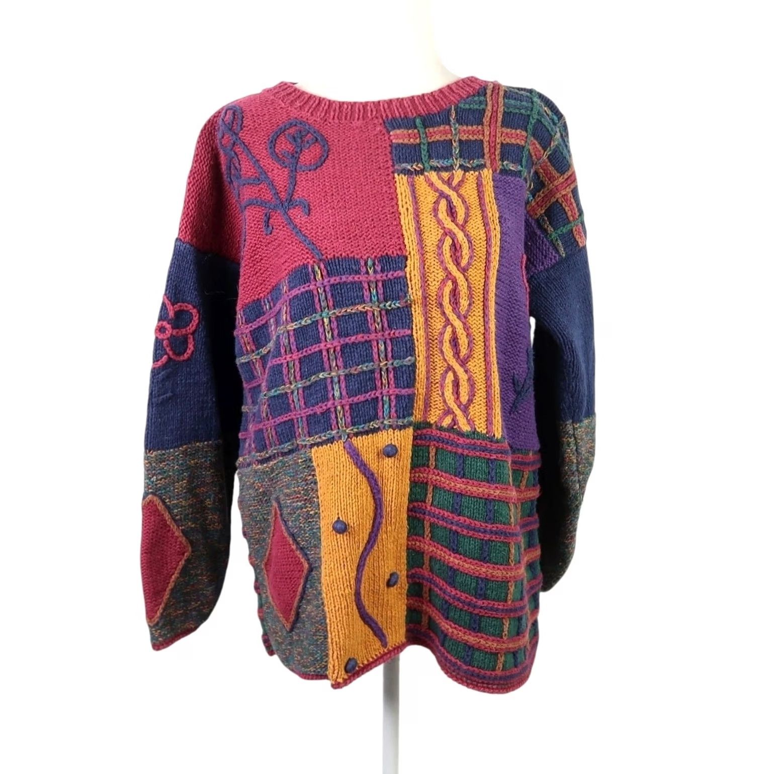 Vintage VINTAGE Casual Elements sweater Patchwork Plaid Embroidered Crew Neck Women S Size S / US 4 / IT 40 - 2 Thumbnail