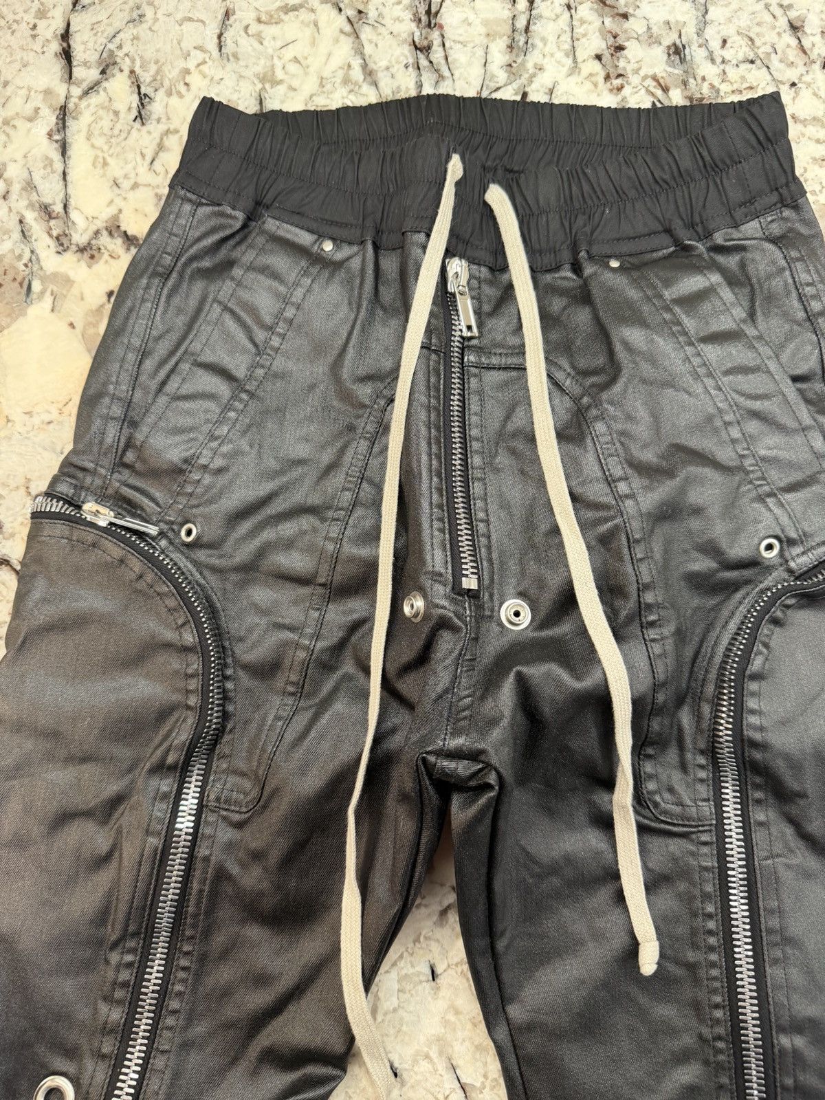 Rick Owens Rick Owens Bauhaus Black Wax Leather Cargo Zip Pants Size US 28 / EU 44 - 3 Thumbnail