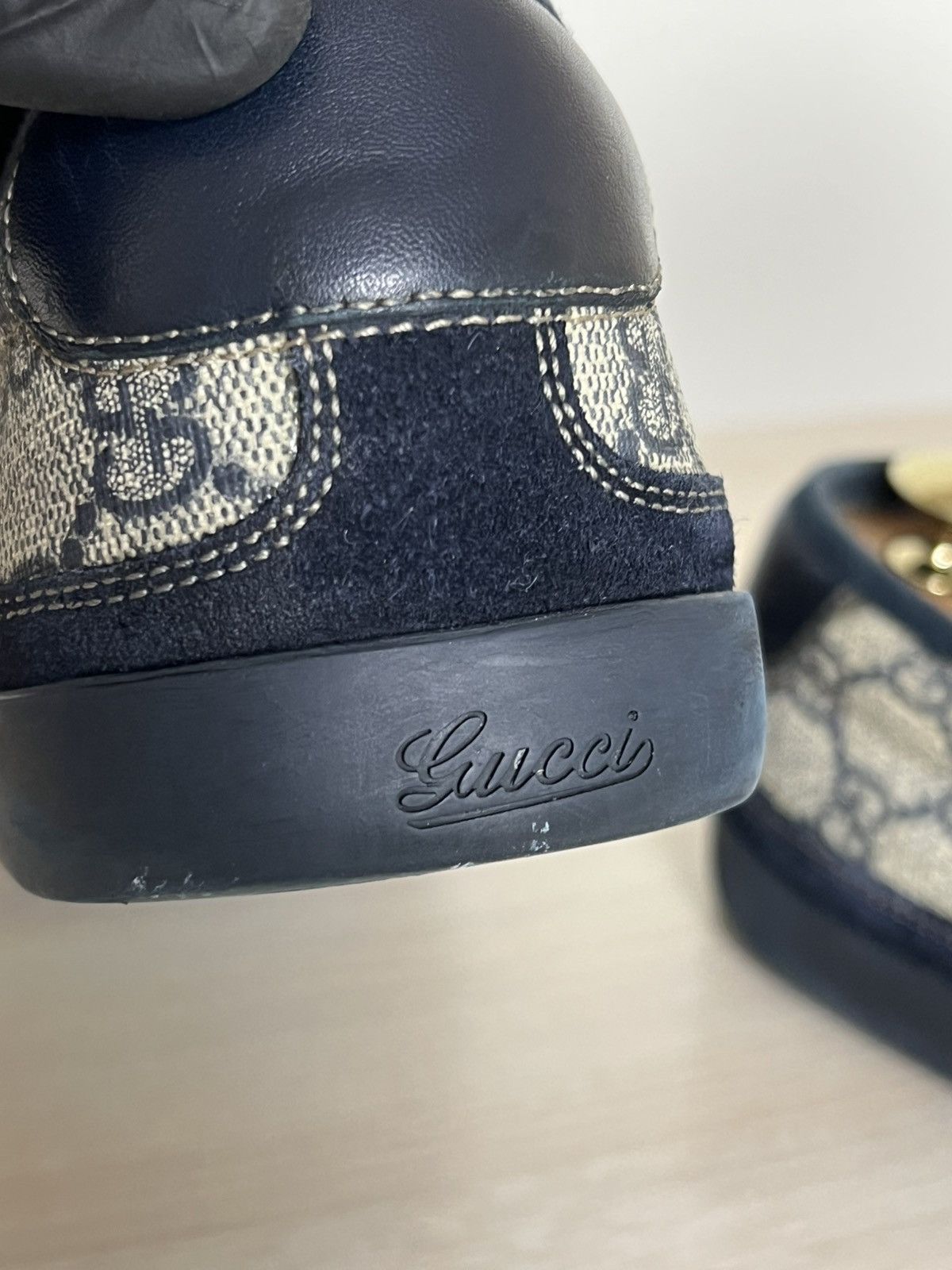 Gucci Gucci GG Supreme Monogram Canvas Sneakers Navy Suede Size US 9.5 / EU 42-43 - 17 Thumbnail