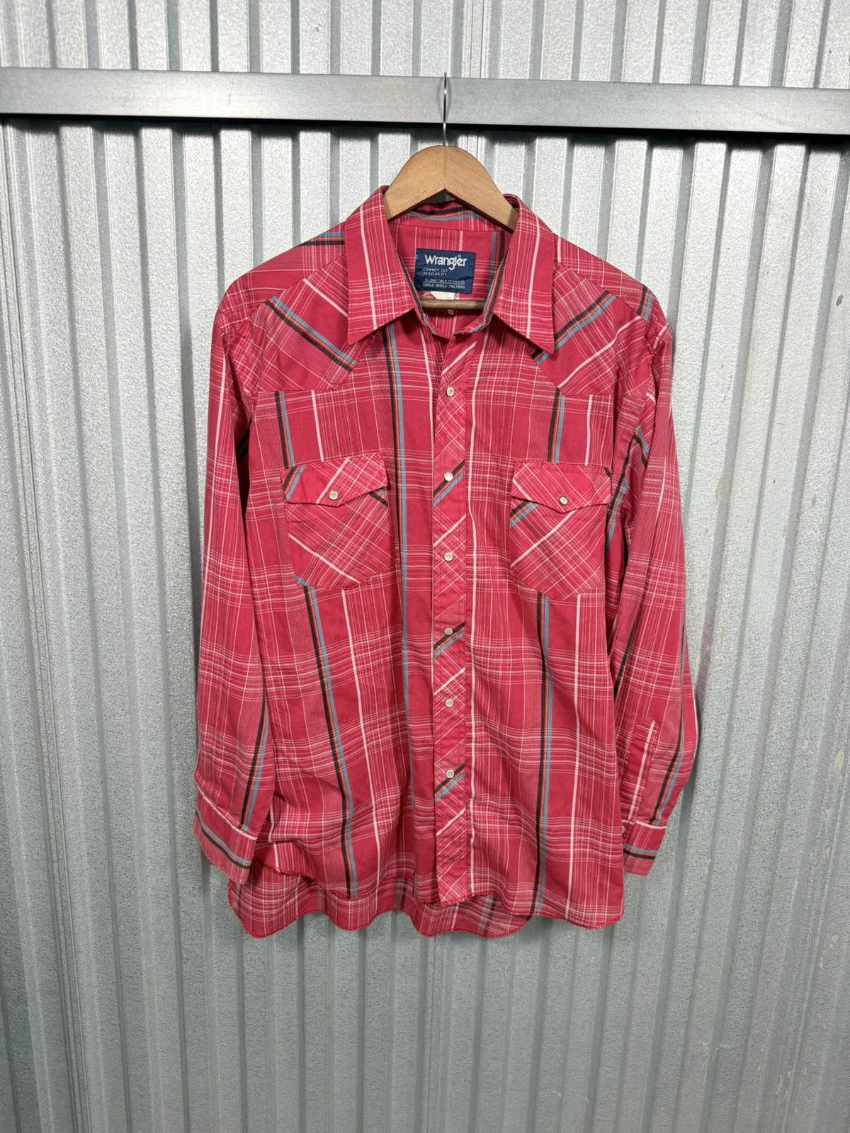 Wrangler Vintage Cowboy Cut Wrangler Western Pearl Snap Button Up Size US XL / EU 56 / 4 - 4 Thumbnail