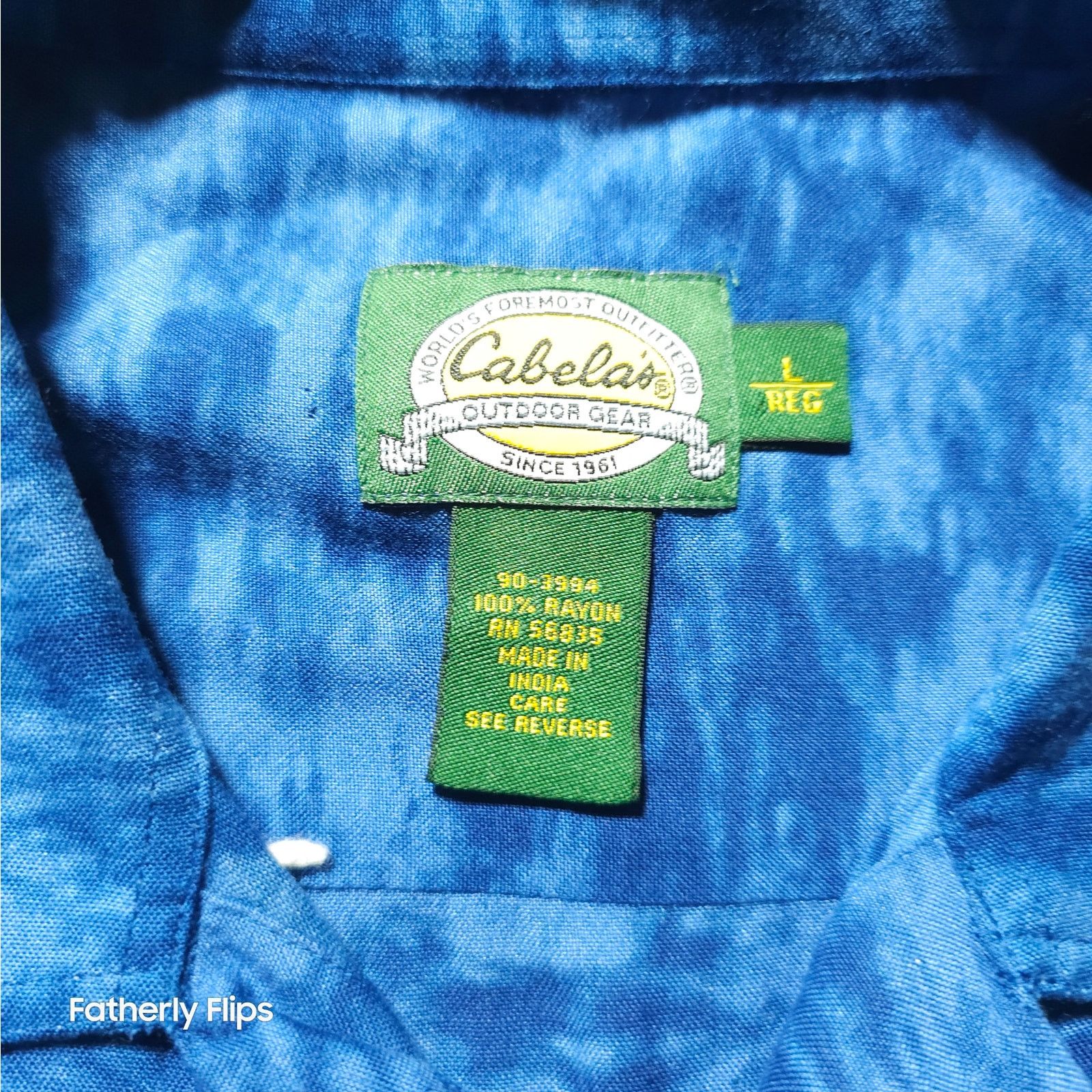 Cabelas Cabela’s Men’s L Rayon Hawaiian Shirt Blue Palm Trees SS Size US L / EU 52-54 / 3 - 2 Thumbnail