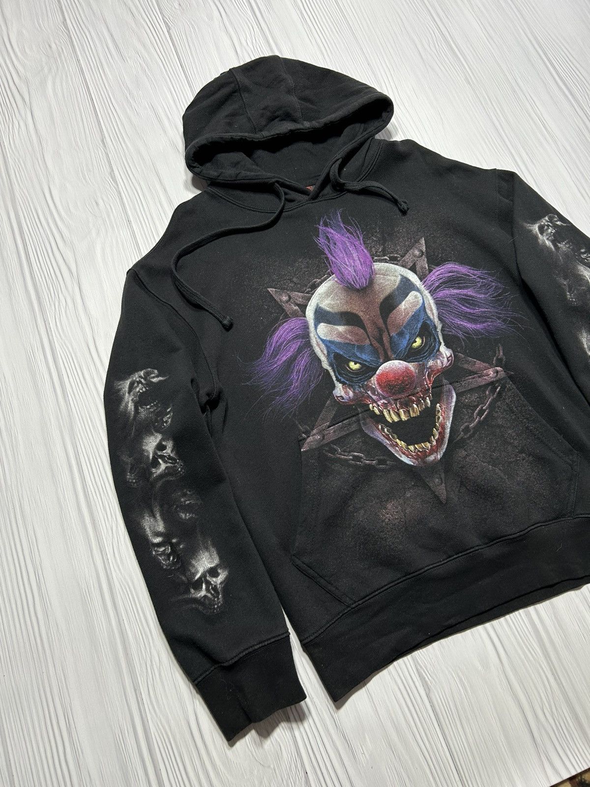 Vintage Vintage Horror Creepy Clown Death 666 Overprinted Hoodie Size US M / EU 48-50 / 2 - 3 Thumbnail