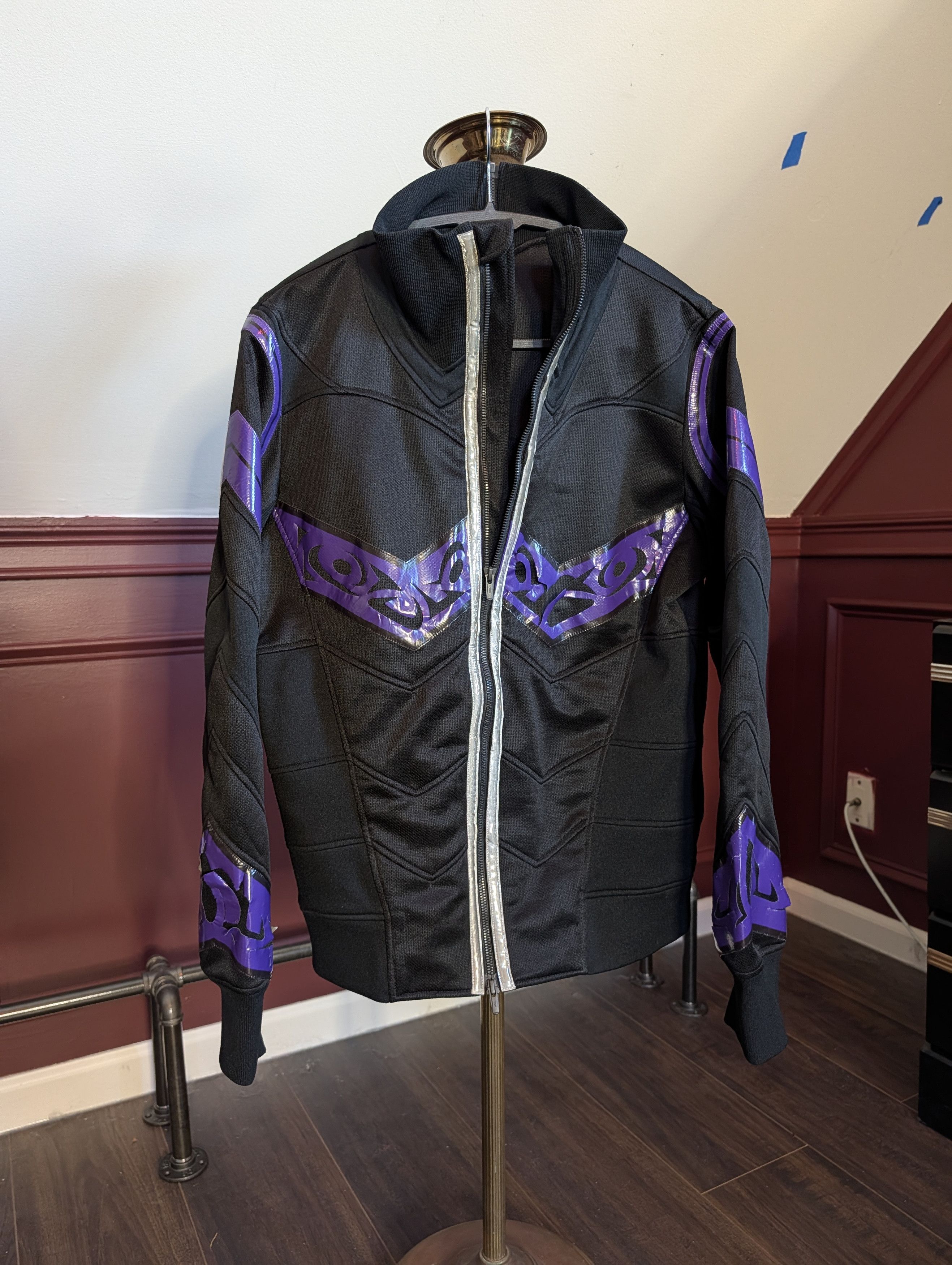 Beauty Beast Vtg Y2K cyberpunk paneled zip-up jacket black/purple Size US L / EU 52-54 / 3 - 1 Thumbnail