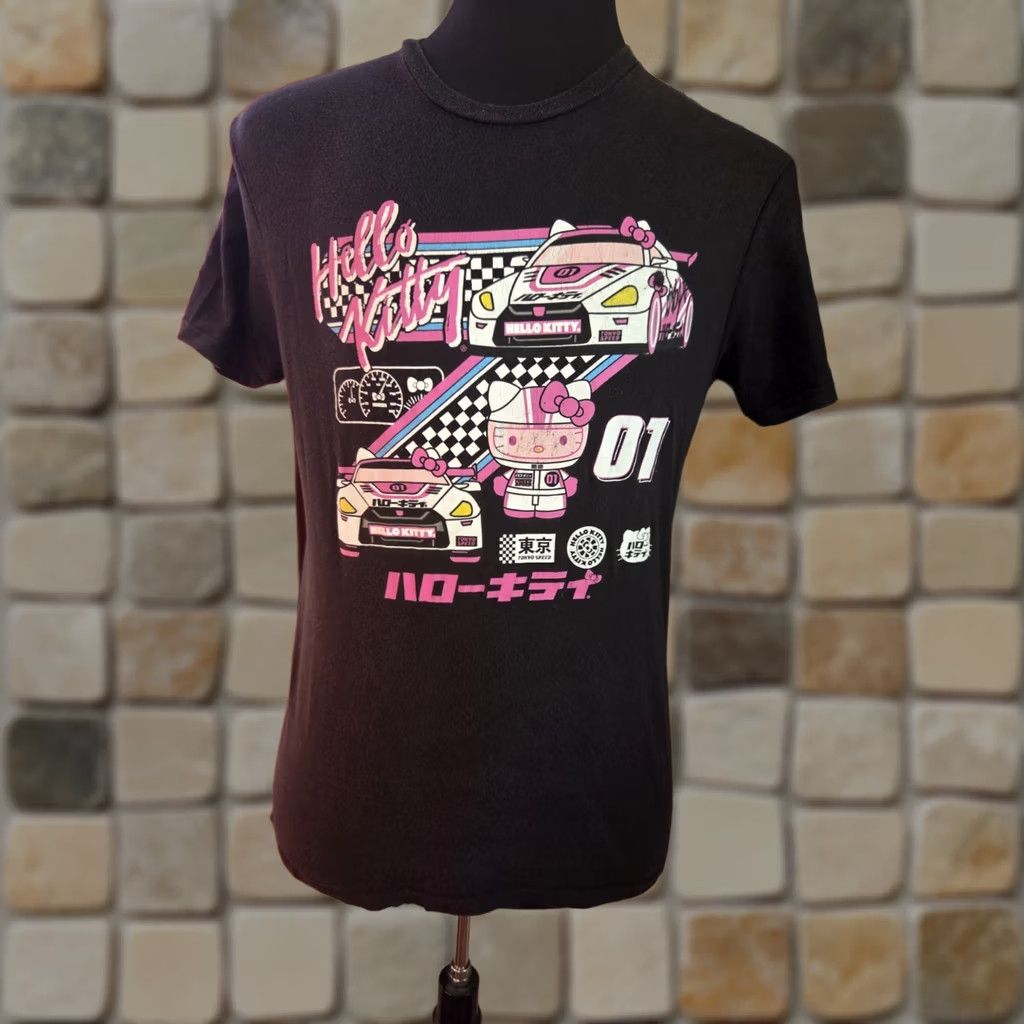 Vintage Sanrio Hello Kitty Tokyo Speed Racer T-Shirt Adult Unisex Medium Black Pink Size US M / EU 48-50 / 2 - 1 Thumbnail