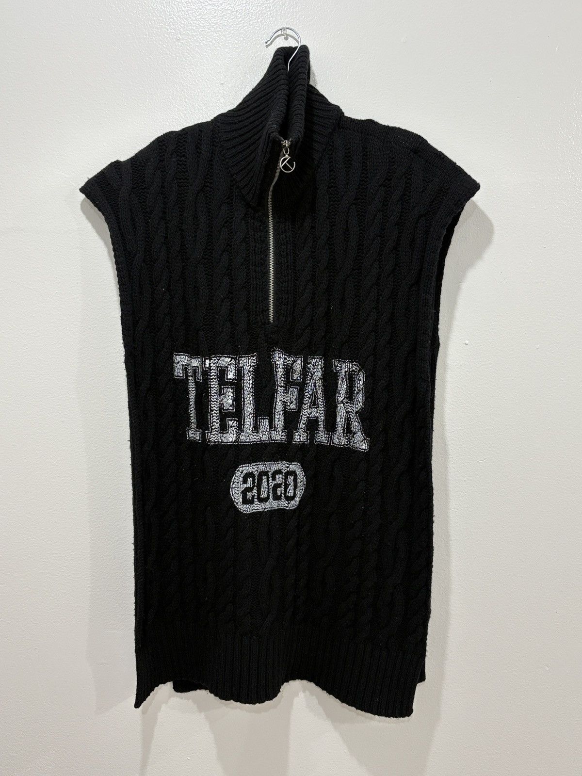 Telfar Telfar SS20 Cable-knit Sideless Turtleneck Sweater Black Size M / US 6-8 / IT 42-44 - 1 Thumbnail