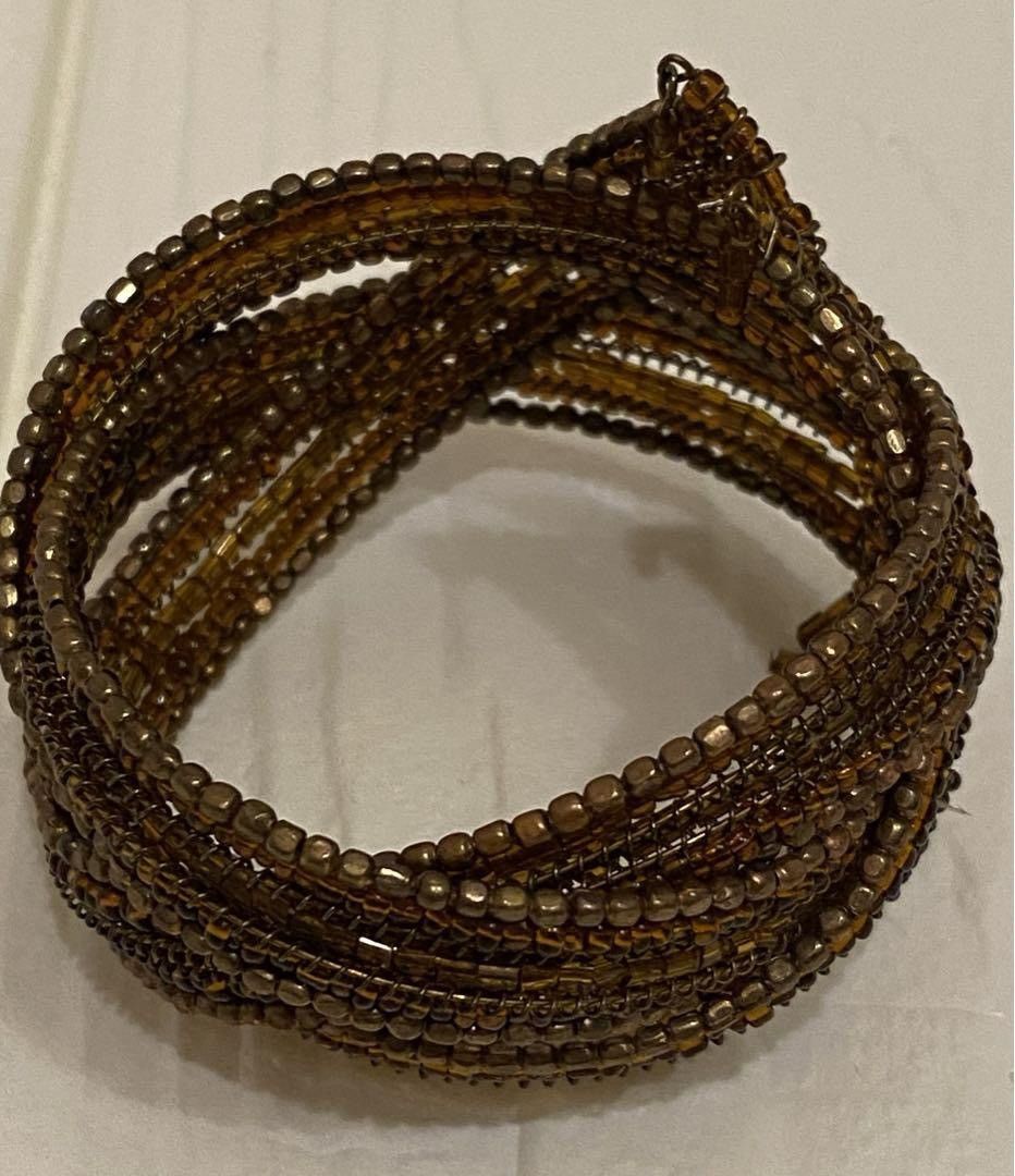 GOA Goa beaded bangle cuff ethnic bohemian brown vintage finish Size ONE SIZE - 3 Thumbnail