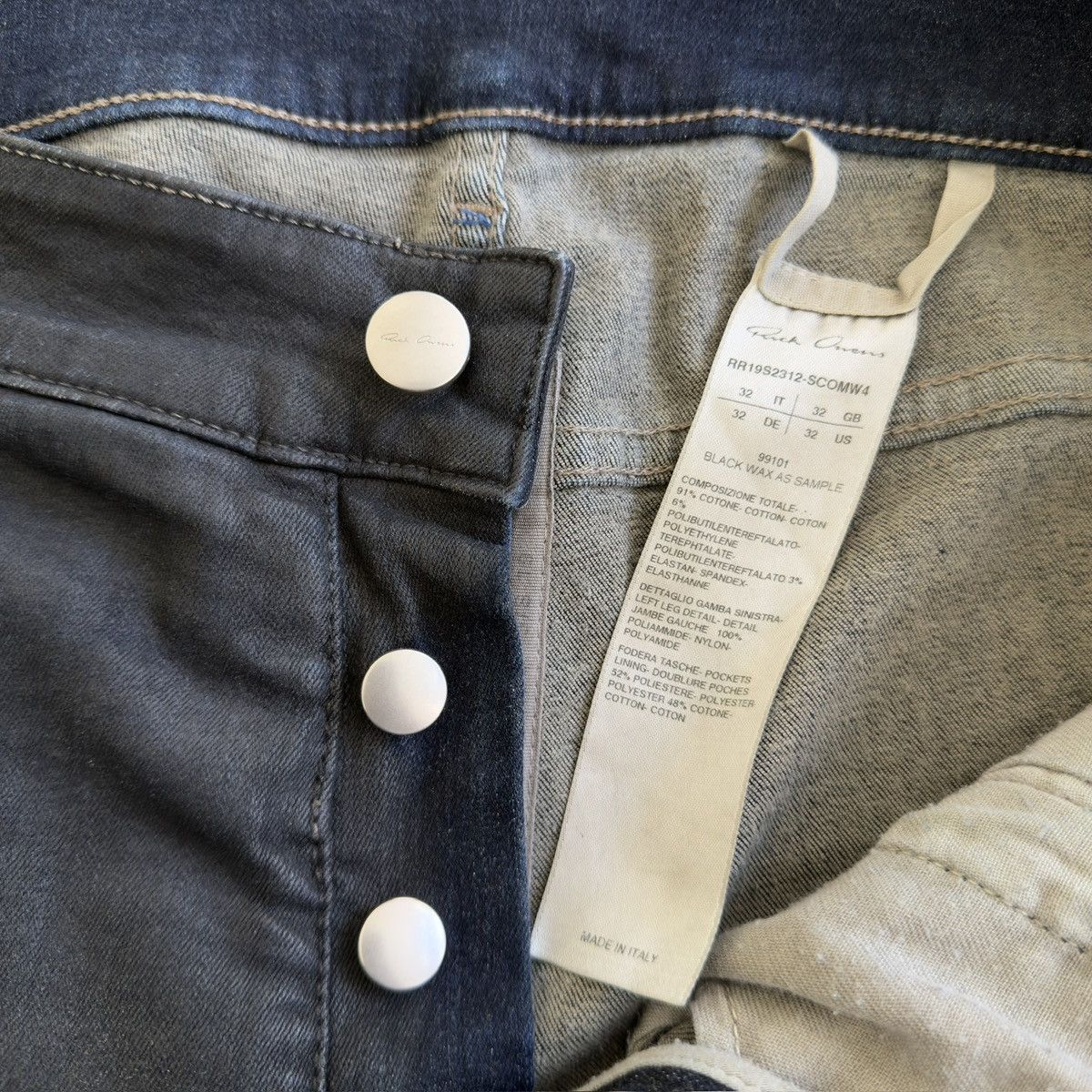 Rick Owens SS2019 "Babel" Black Wax Sample Tyrone Collage Denim Shorts Size US 32 / EU 48 - 7 Thumbnail
