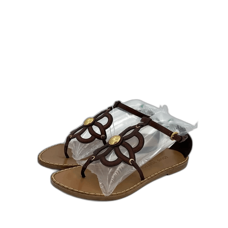 Louis Vuitton Louis Vuitton Brown Design Flat Sandals Size US 5.5 / EU 38 - 1 Thumbnail