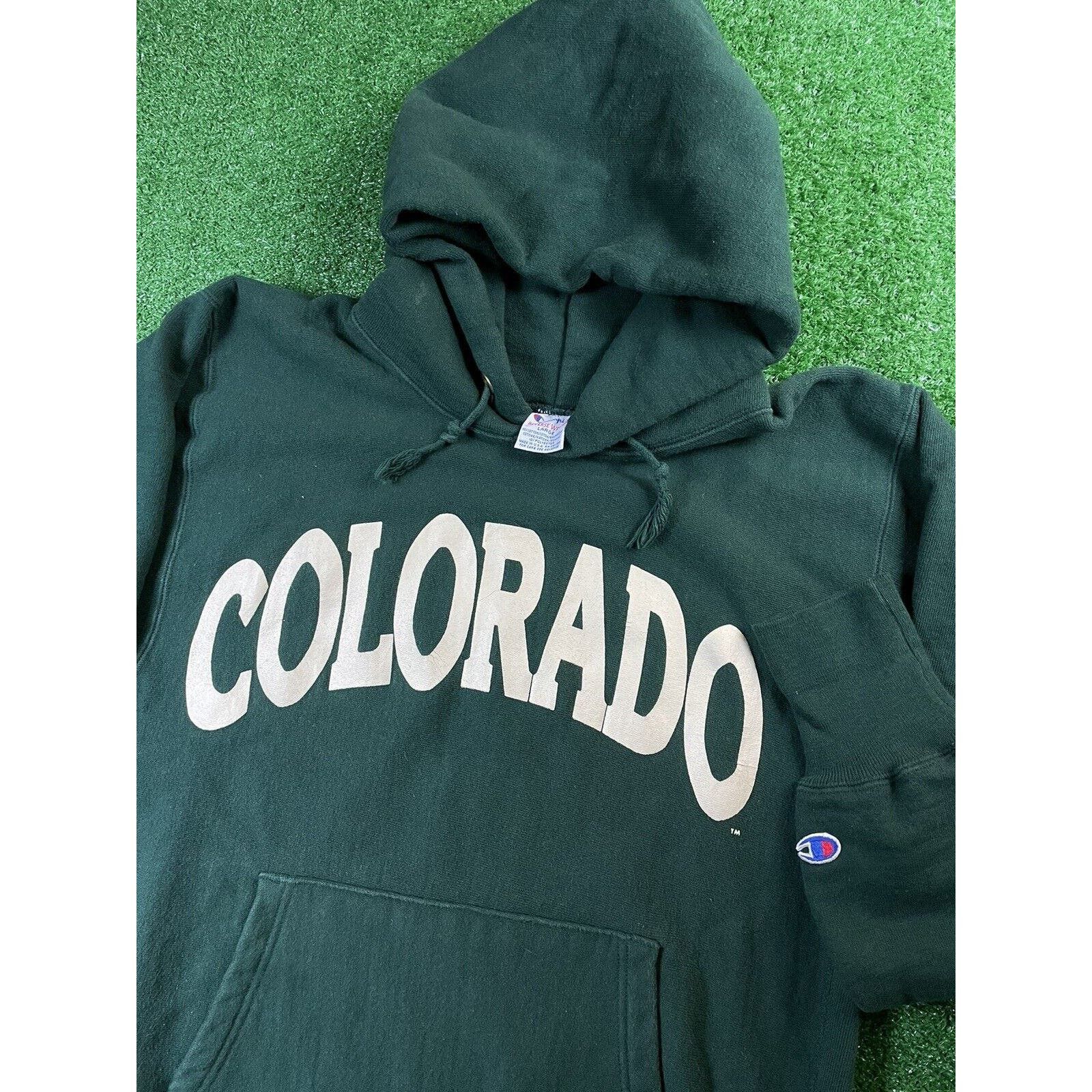 image of Vintage 90's Champion Reverse Weave Colorado Large Hoodie in Green, Men's