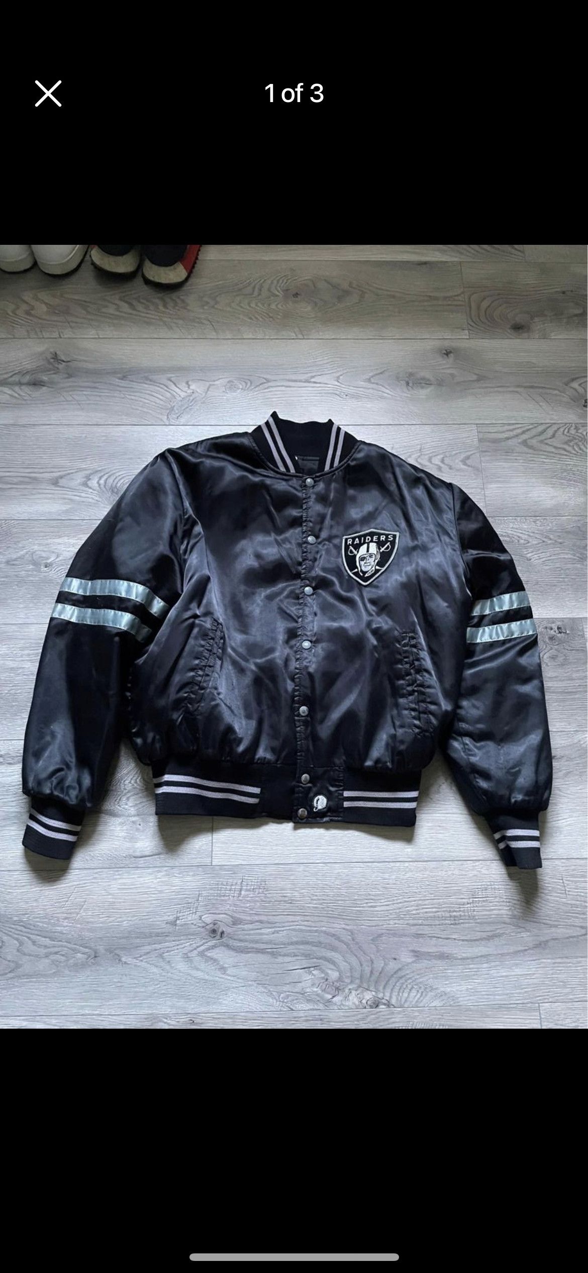 image of Vintage Raiders Varsity Jacket in Black, Men's (Size XL)