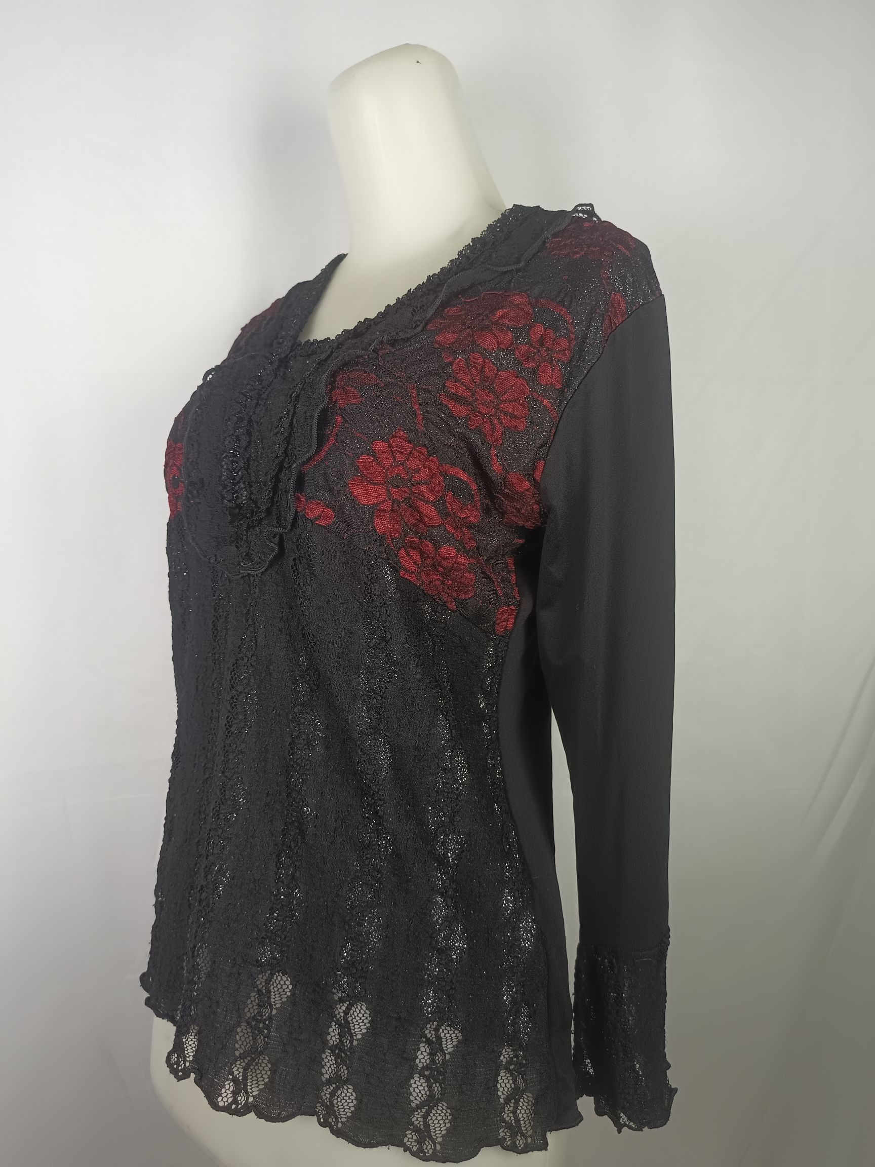 Japanese Brand × Vintage Women's Black Lace Blouse Size M / US 6-8 / IT 42-44 - 11 Thumbnail