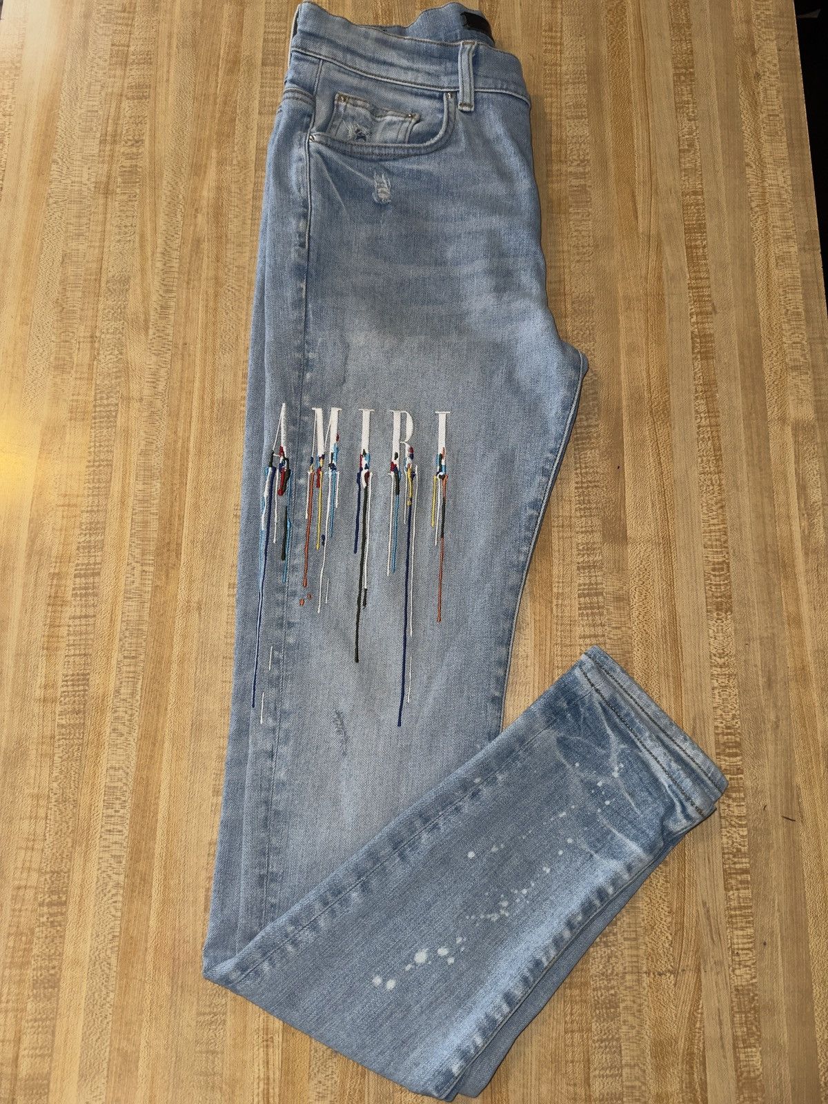 Amiri Amiri Paint Drip Logo Jean Size US 32 / EU 48 - 1 Thumbnail