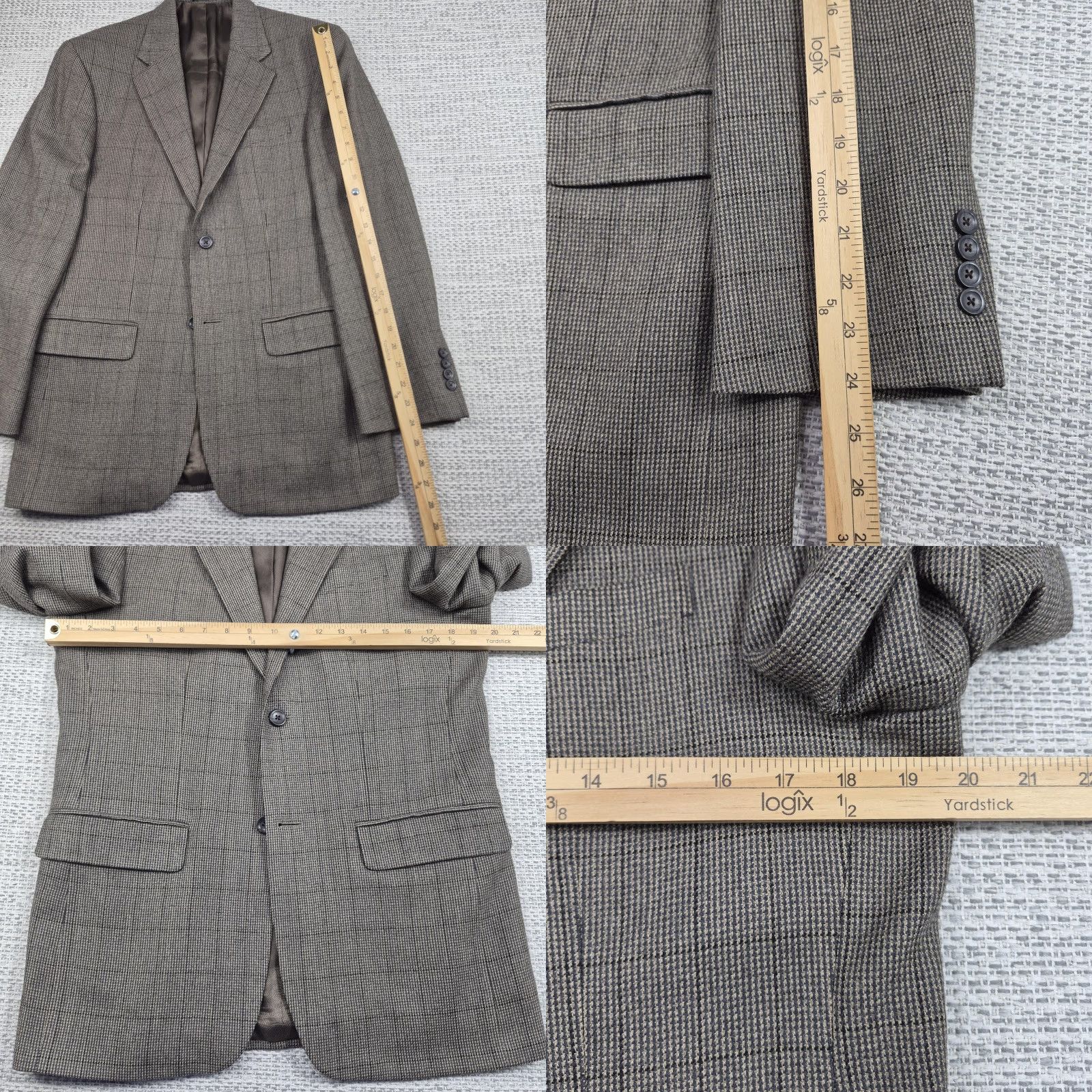 Oscar De La Renta Oscar de la Renta Blazer Mens 38R Wool Cashmere Check Tweed Sport Coat Size 38R - 8 Thumbnail