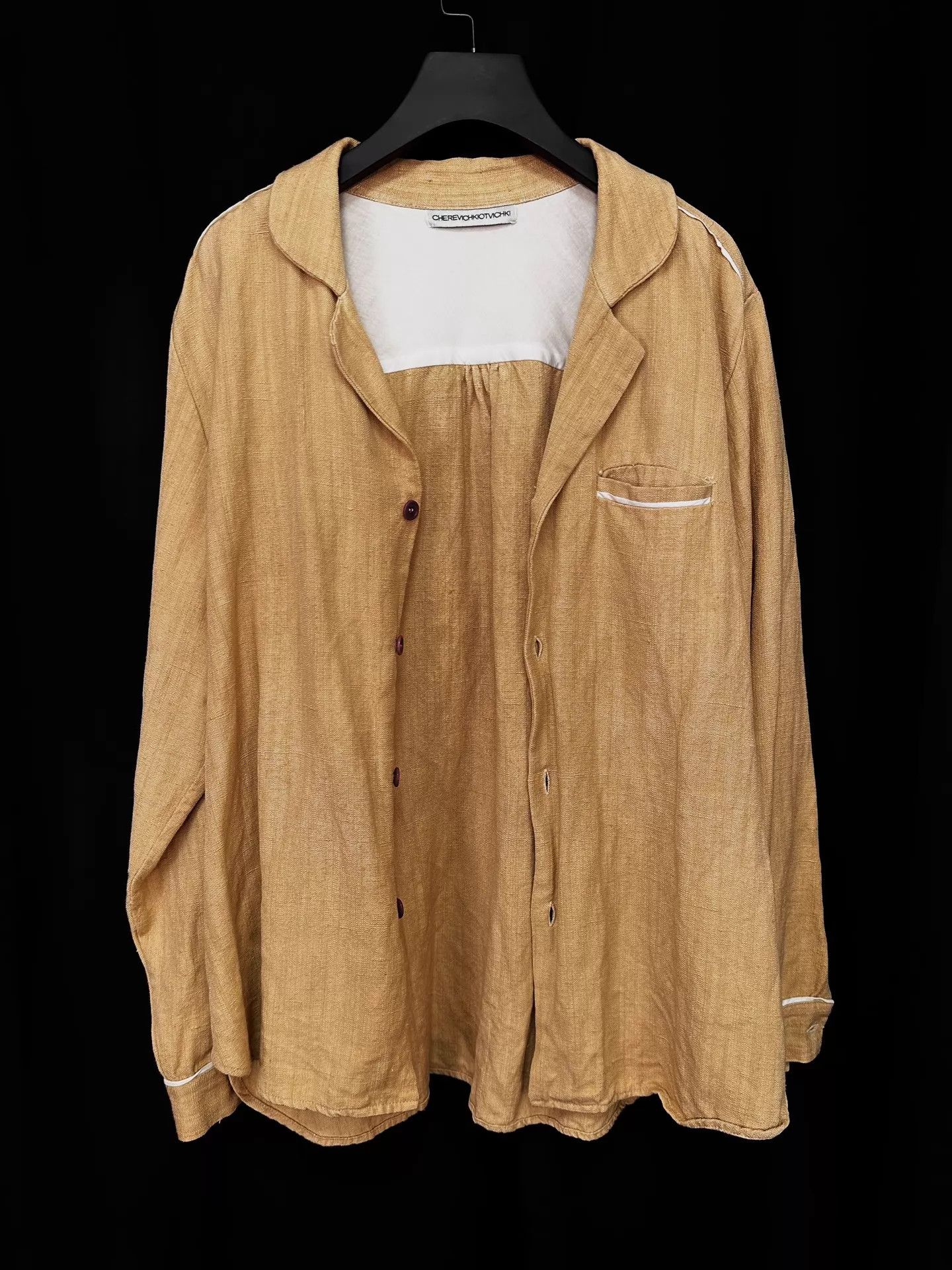 Cherevichkiotvichki cherevichkiotvichki mustard linen overshirt unisex Size US L / EU 52-54 / 3 - 4 Thumbnail