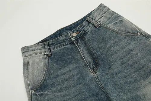 American loose casual washed distressed patchwork work jeans
