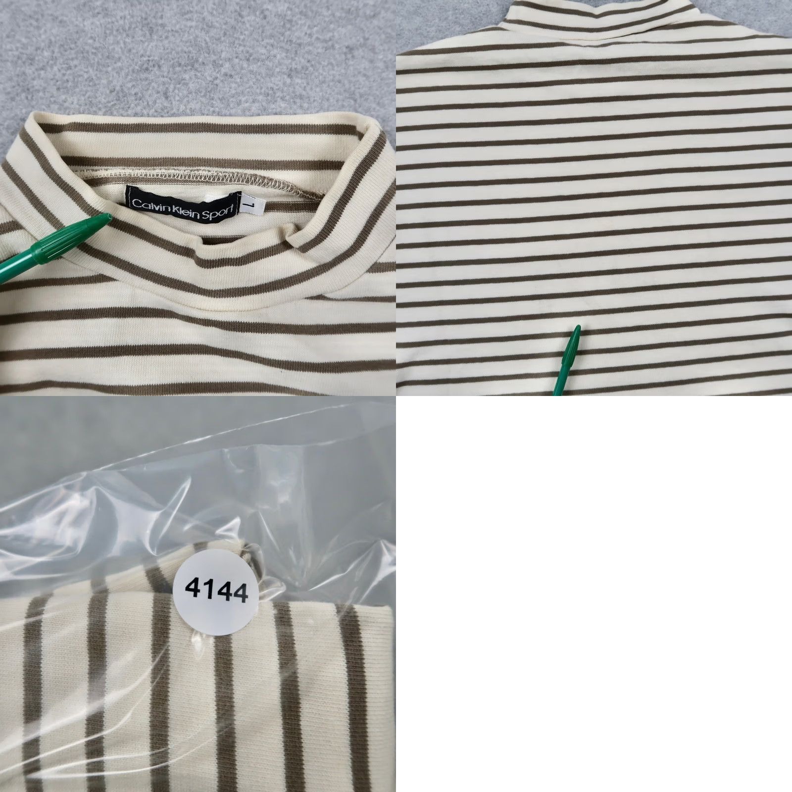 Vintage VINTAGE 90s Calvin Klein Sport Mens L Striped Mock Neck Long Sleeve Shirt USA Size US L / EU 52-54 / 3 - 9 Thumbnail