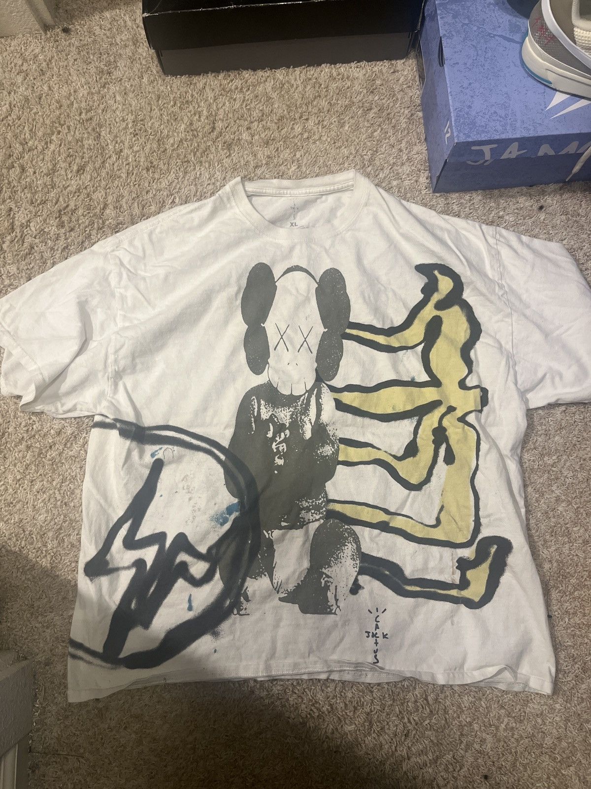Kaws × Travis Scott Travis Scott Cactus Jack + Kaws For Fragment Tee Size US XL / EU 56 / 4 - 1 Thumbnail