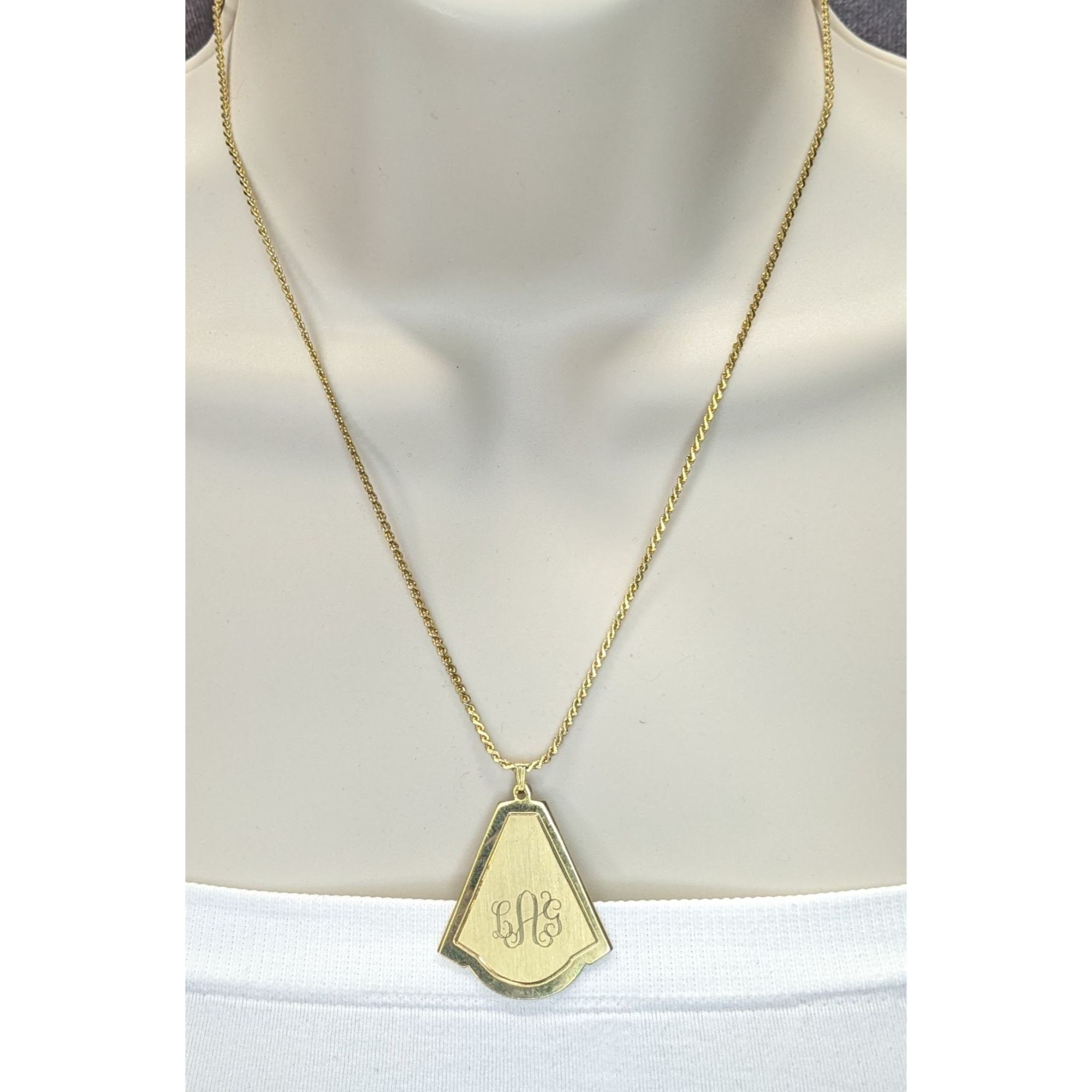 Other Vintage Art Deco Style LAG Monogram Engraved Gold-Tone Penda Size ONE SIZE - 3 Thumbnail