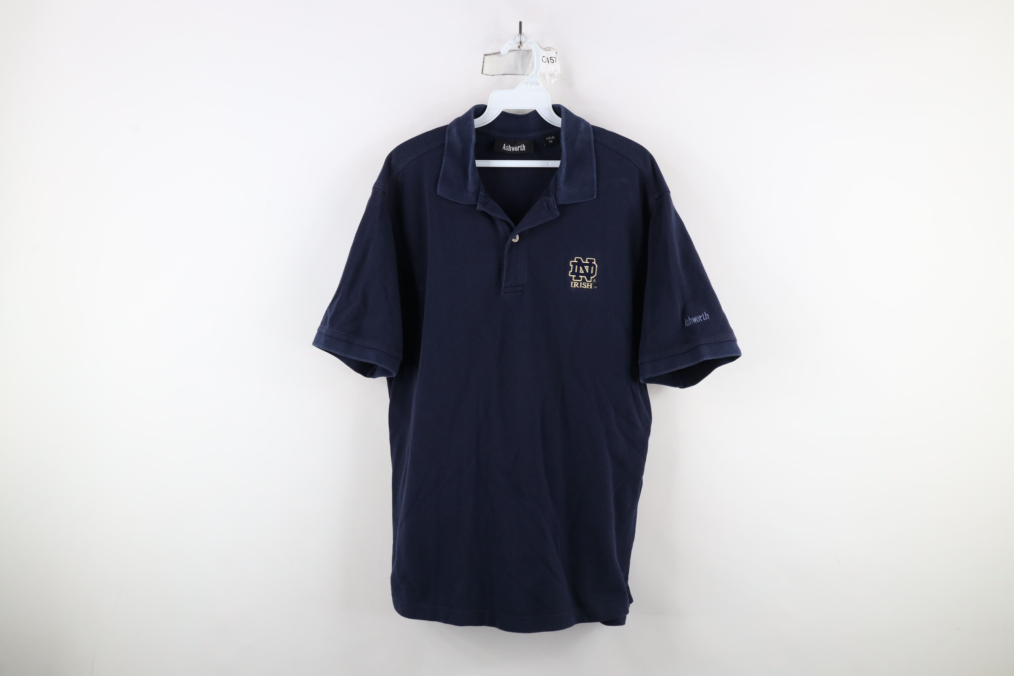 Vintage Vintage 90s Spell Out Notre Dame University Polo Shirt Blue Size US M / EU 48-50 / 2 - 1 Thumbnail