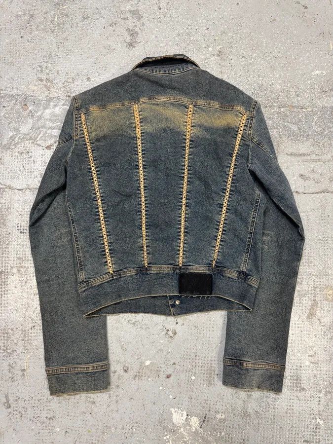 Vintage 2000s Plein Sud Laced Raw Denim Cropped Jacket Size S / US 4 / IT 40 - 5 Thumbnail