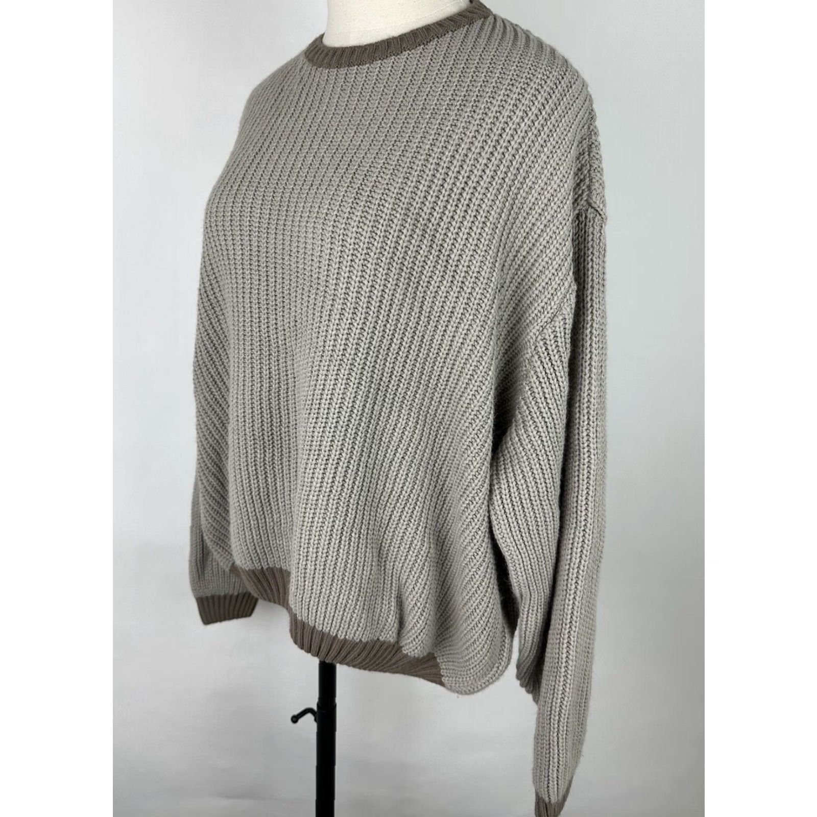 Asos VINTAGE ASOS Sweater Women's Medium Relaxed Beige Knit Acrylic Crew Neck Pullover Knit Solid 90s Grunge Bohemian Casual Mens Womens Size M / US 6-8 / IT 42-44 - 5 Thumbnail