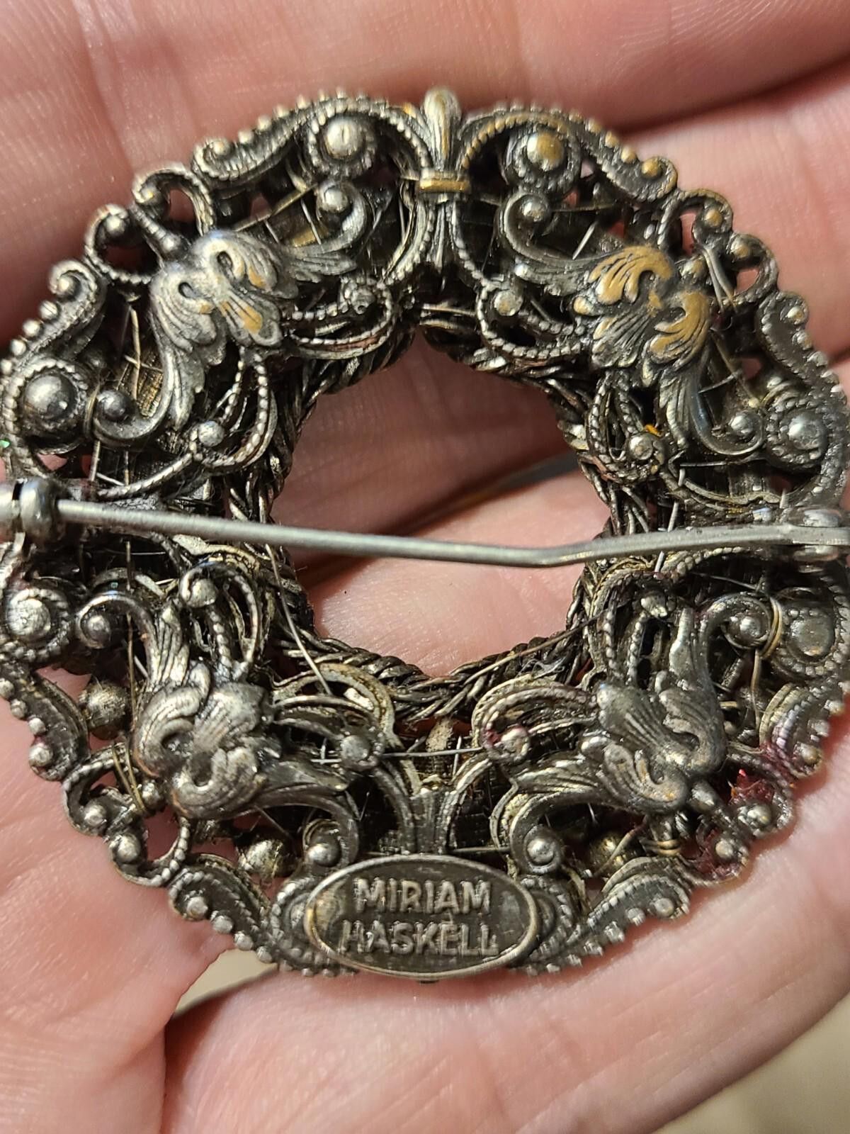Other Vintage Miriam Haskell Brooch Grey Bugle Beads Paste Size ONE SIZE - 2 Thumbnail