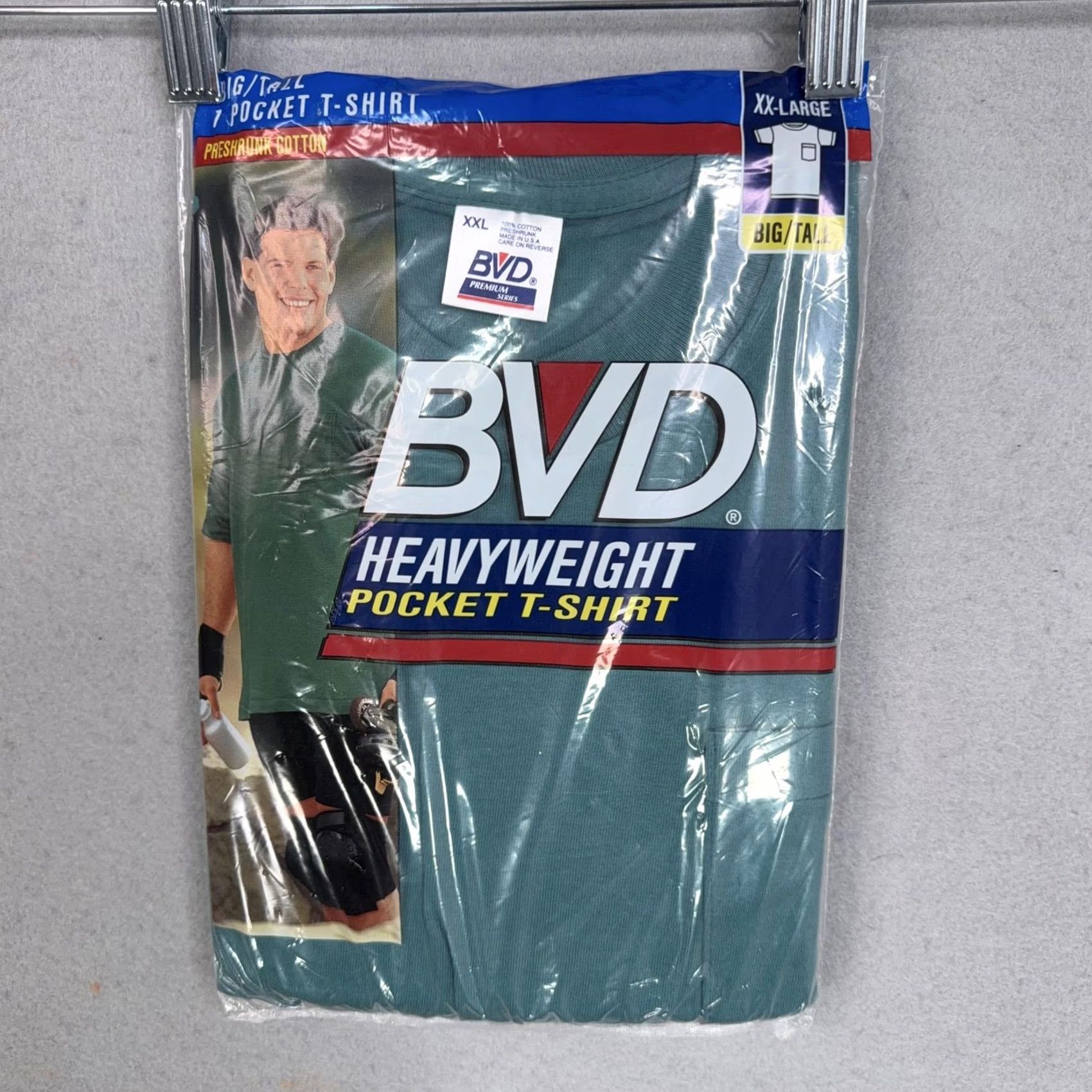Vintage VINTAGE B.V.D Mens 2XL Big Tall Heavyweight Pocket Tee Green 2XL T-Shirt Short Sleeve Crew Neck USA 80s 90s NOS Size US XXL / EU 58 / 5 - 2 Thumbnail