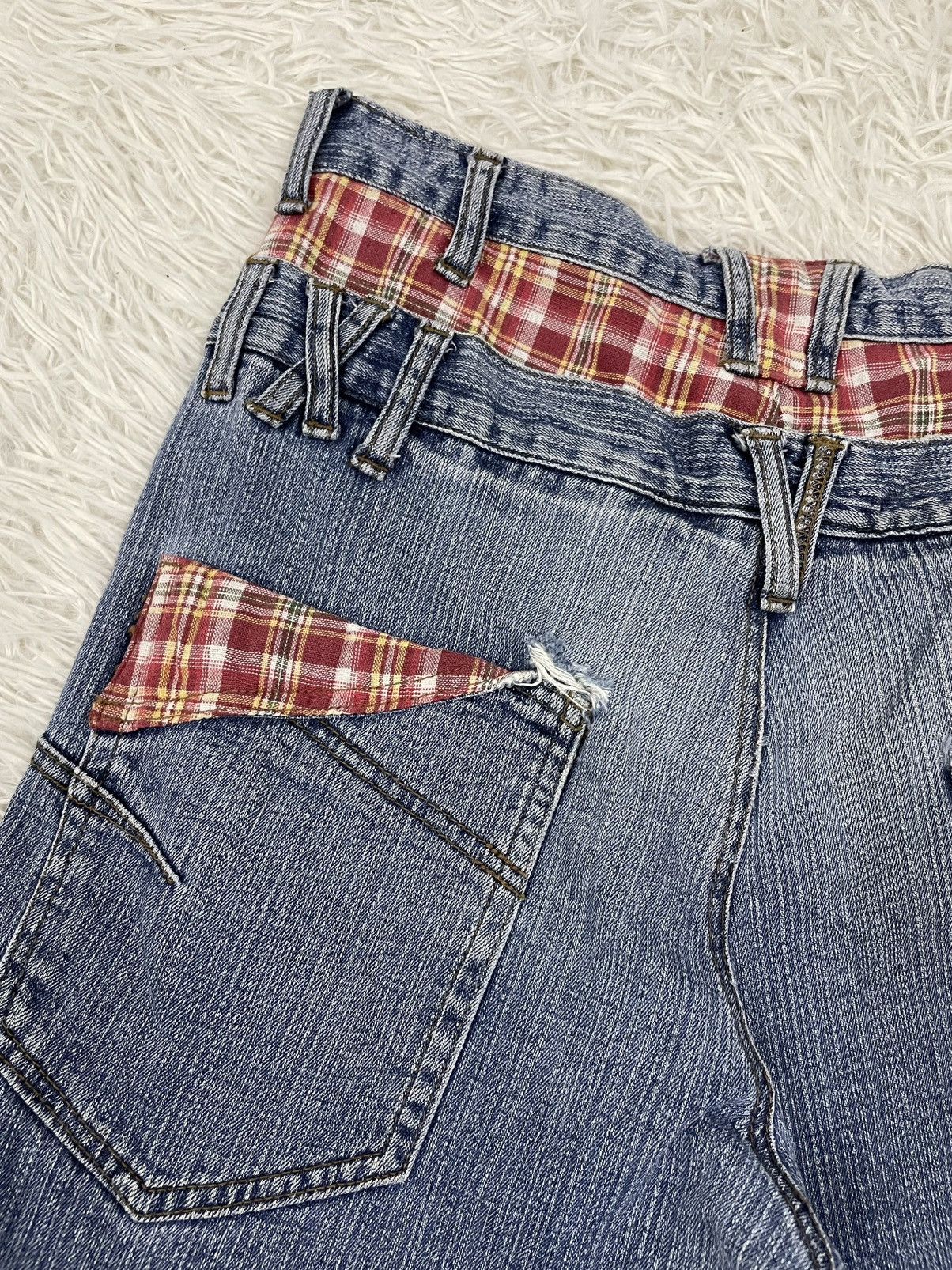 Japanese Brand B-S Complexity Gingham Dual Waist Jeans Pant Size US 31 - 8 Thumbnail