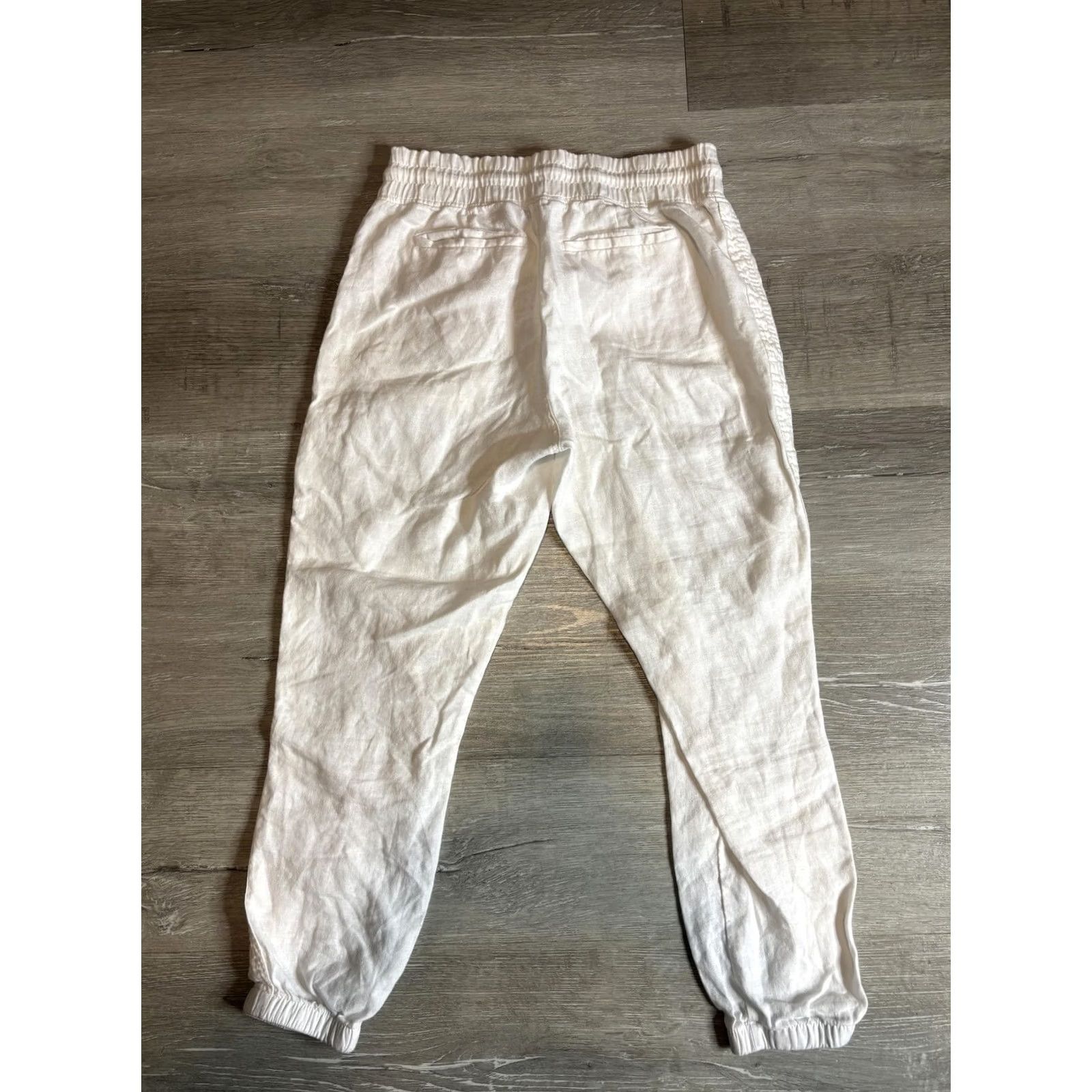 Athleta Athleta Jogger Pants Womens 6 White Cabo Linen Elastic Waist Cuffed Hem Pockets Size 28" / US 6 / IT 42 - 4 Thumbnail