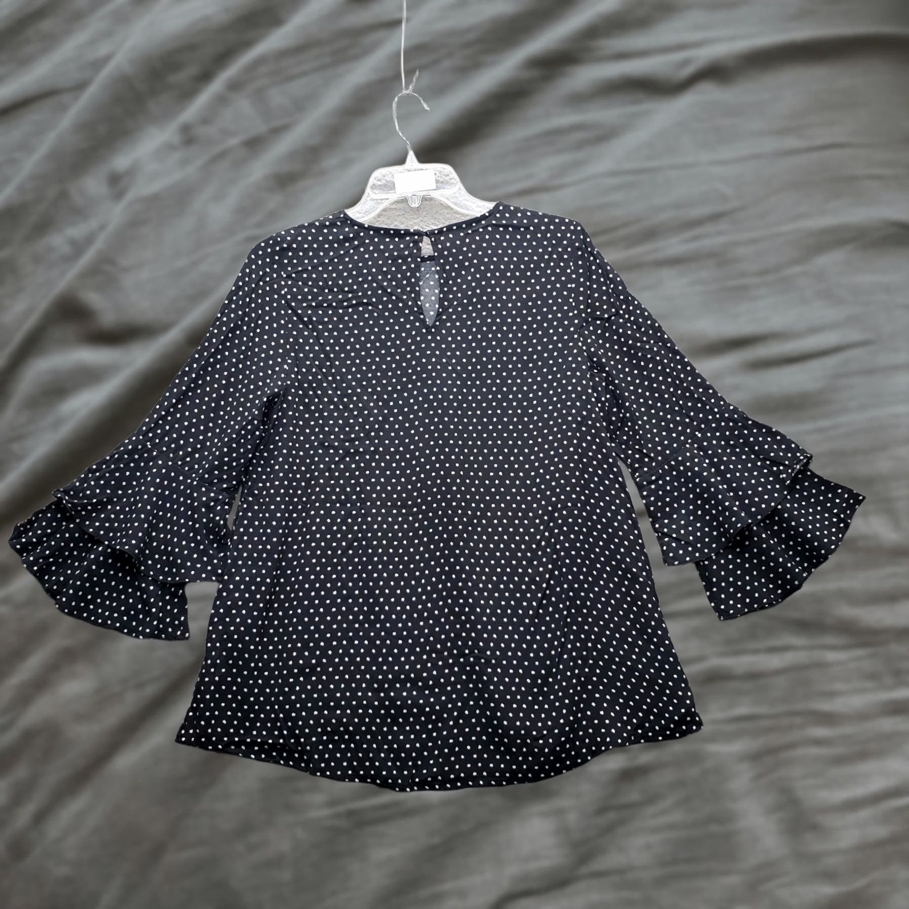 Bell Sussan Blouse Womens Size 8 Multicolor Polka Dot Bell Sleeve Round Neck Back Keyhole Shirt Size M / US 6-8 / IT 42-44 - 1 Thumbnail