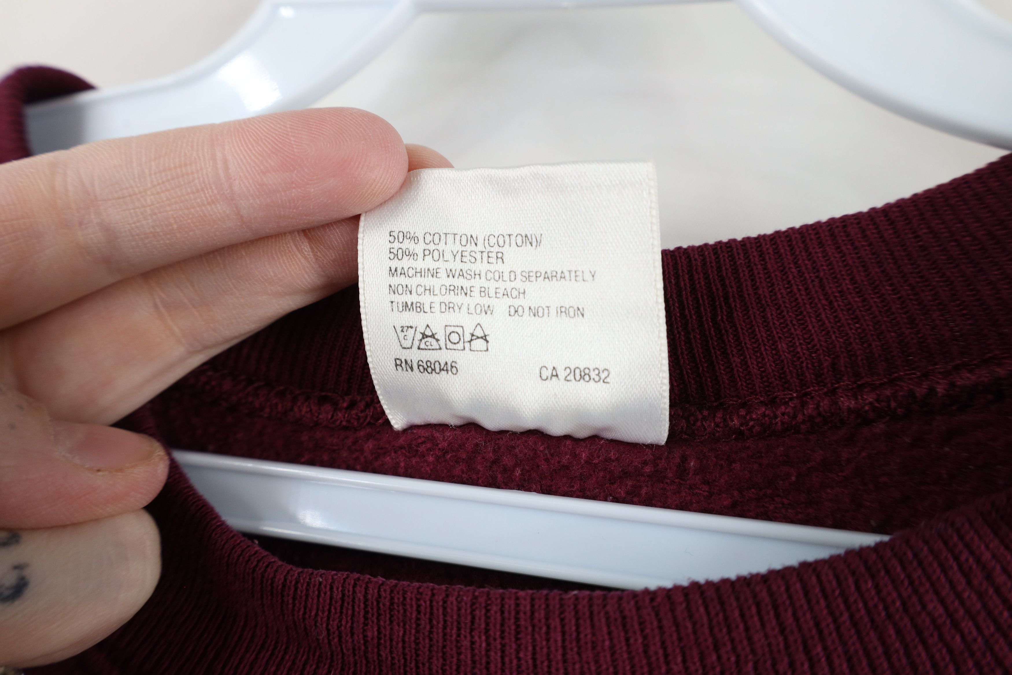 Vintage Vintage 90s Streetwear Blank Crewneck Sweatshirt Maroon USA Size XL / US 12-14 / IT 48-50 - 5 Thumbnail