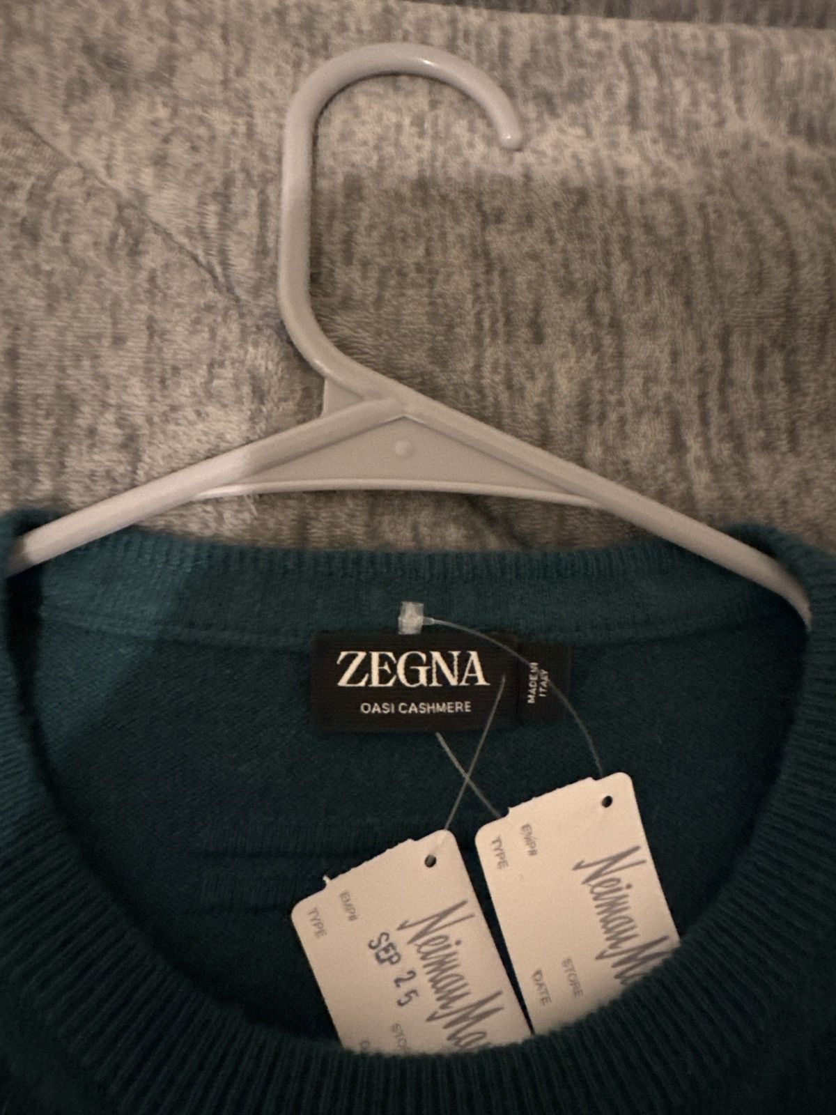 Ermenegildo Zegna Zegna Dark Green Oasi Cashmere Crewneck Sweater Size US L / EU 52-54 / 3 - 3 Thumbnail