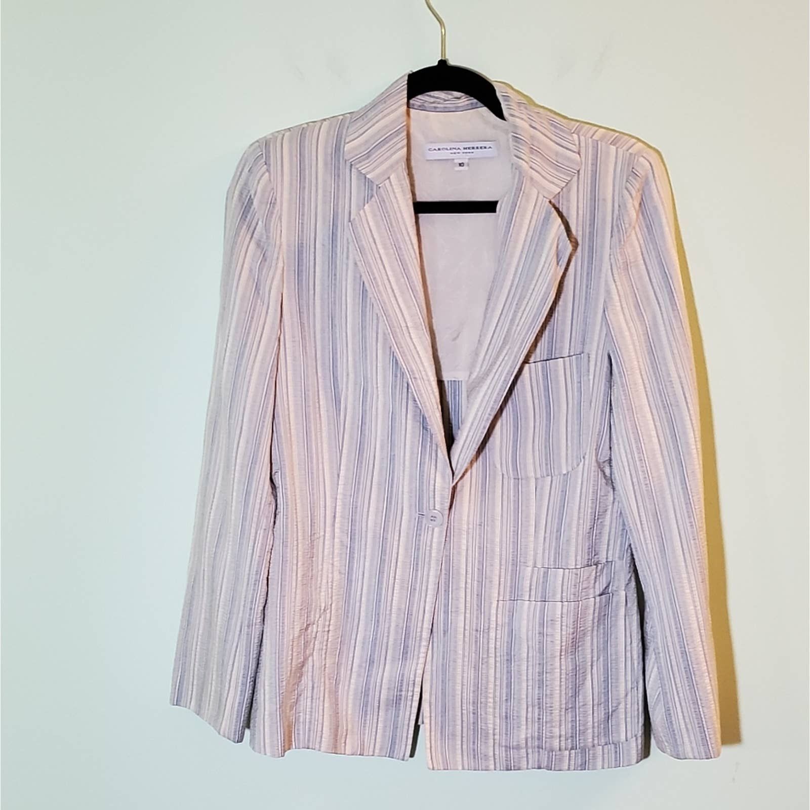 Carolina Herrera CAROLINA HERRERA Striped Blazer Perfect for Work Casual Chic Size L / US 10 / IT 46 - 4 Thumbnail
