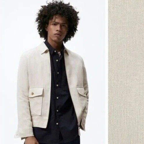 Zara Zara 100% Linen Zip Bomber Jacket Size US XL / EU 56 / 4 - 5 Thumbnail