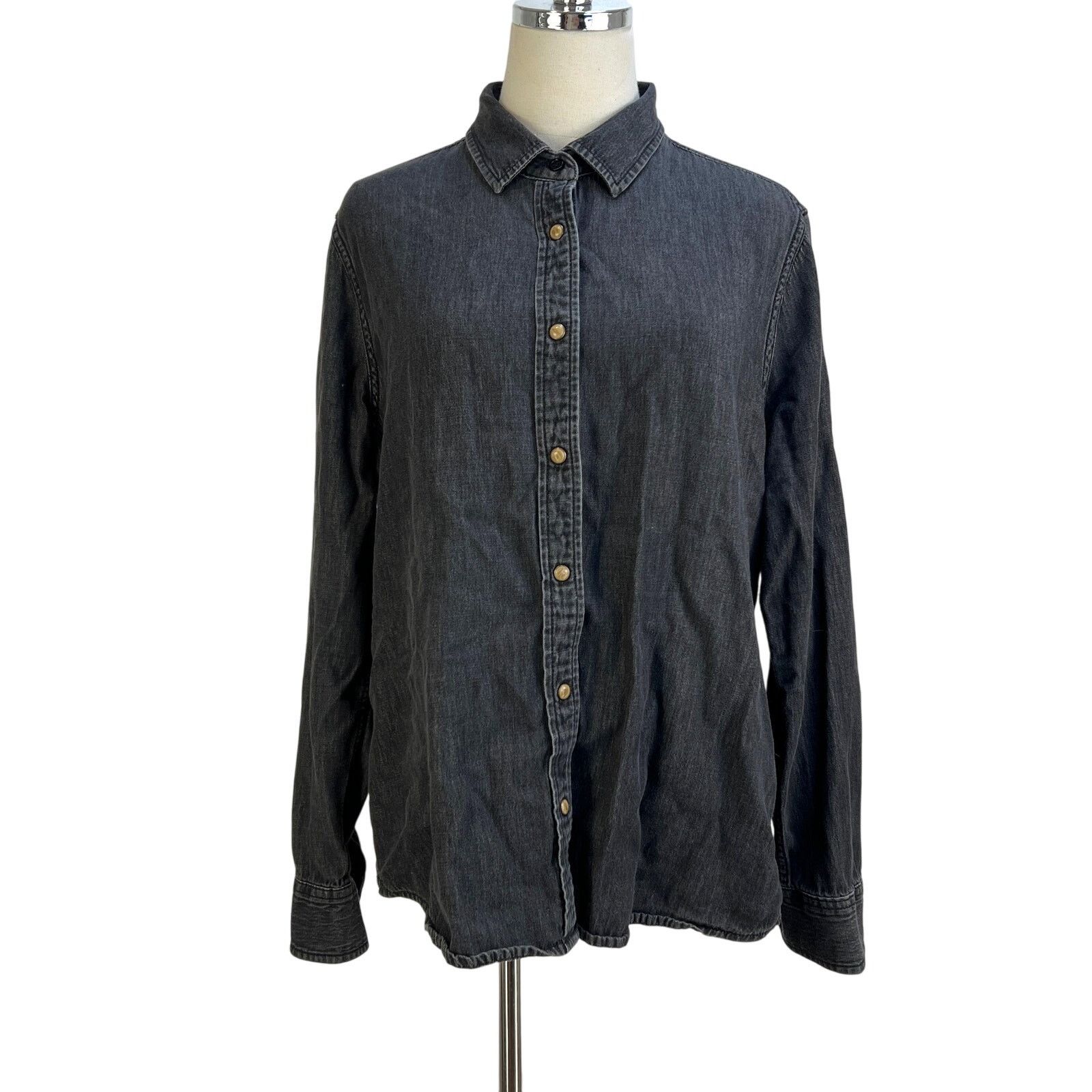 Other Pact Denim Chambray Ranch Shirt Black Organic Cotton Size XL / US 12-14 / IT 48-50 - 1 Thumbnail