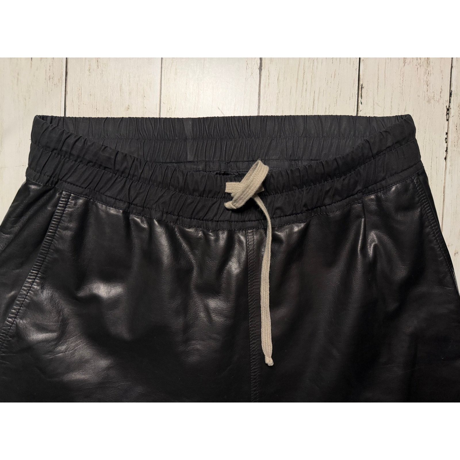 Rick Owens SS19 Babel Dropped Crotch Black Polished Calfskin Pants US 2 Size 26" / US 2 / IT 38 - 5 Thumbnail