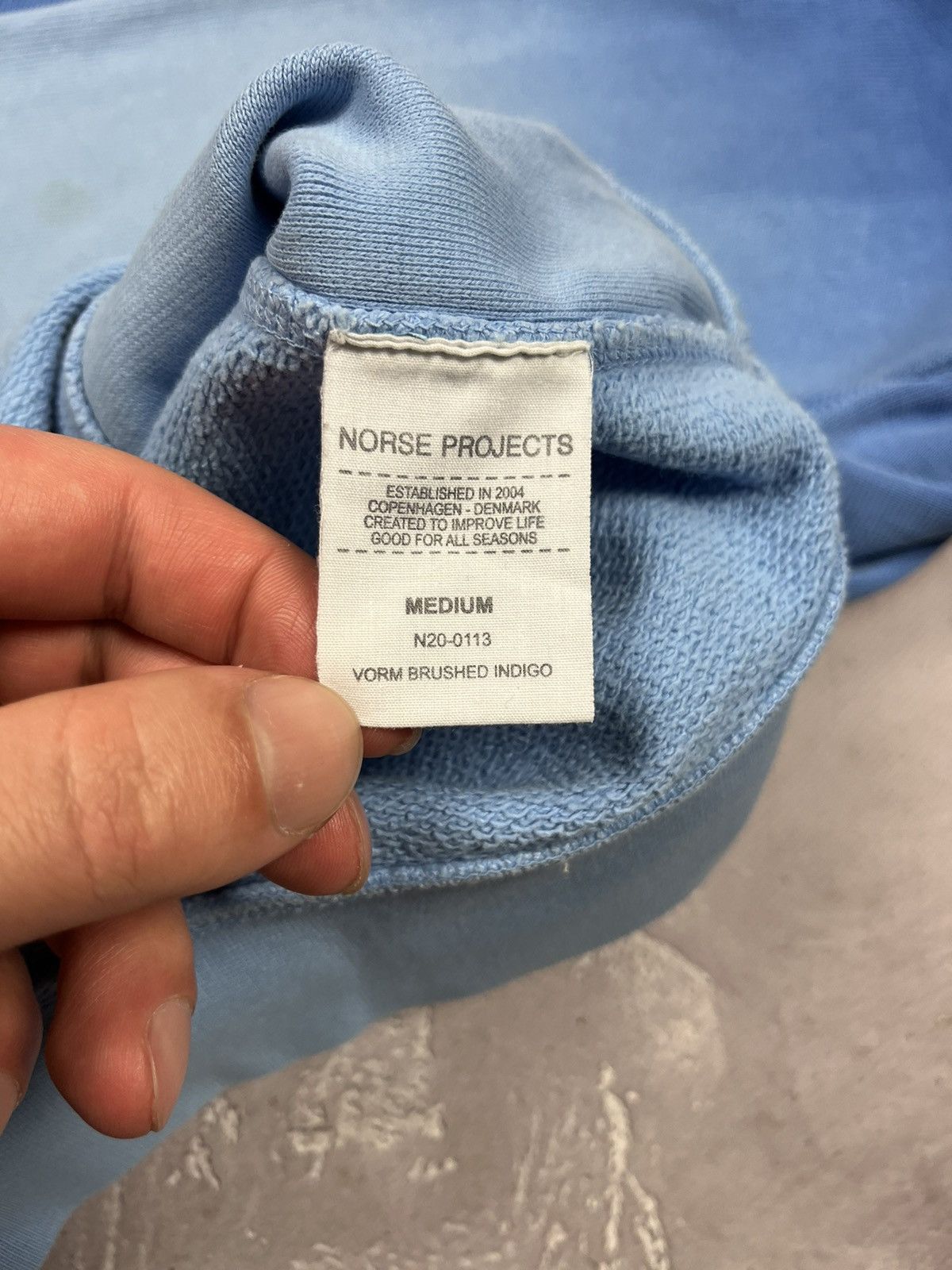 Norse Projects Mens Norse Project Vorm Brushed Indigo Crewneck Sweatshirt Size US M / EU 48-50 / 2 - 11 Thumbnail