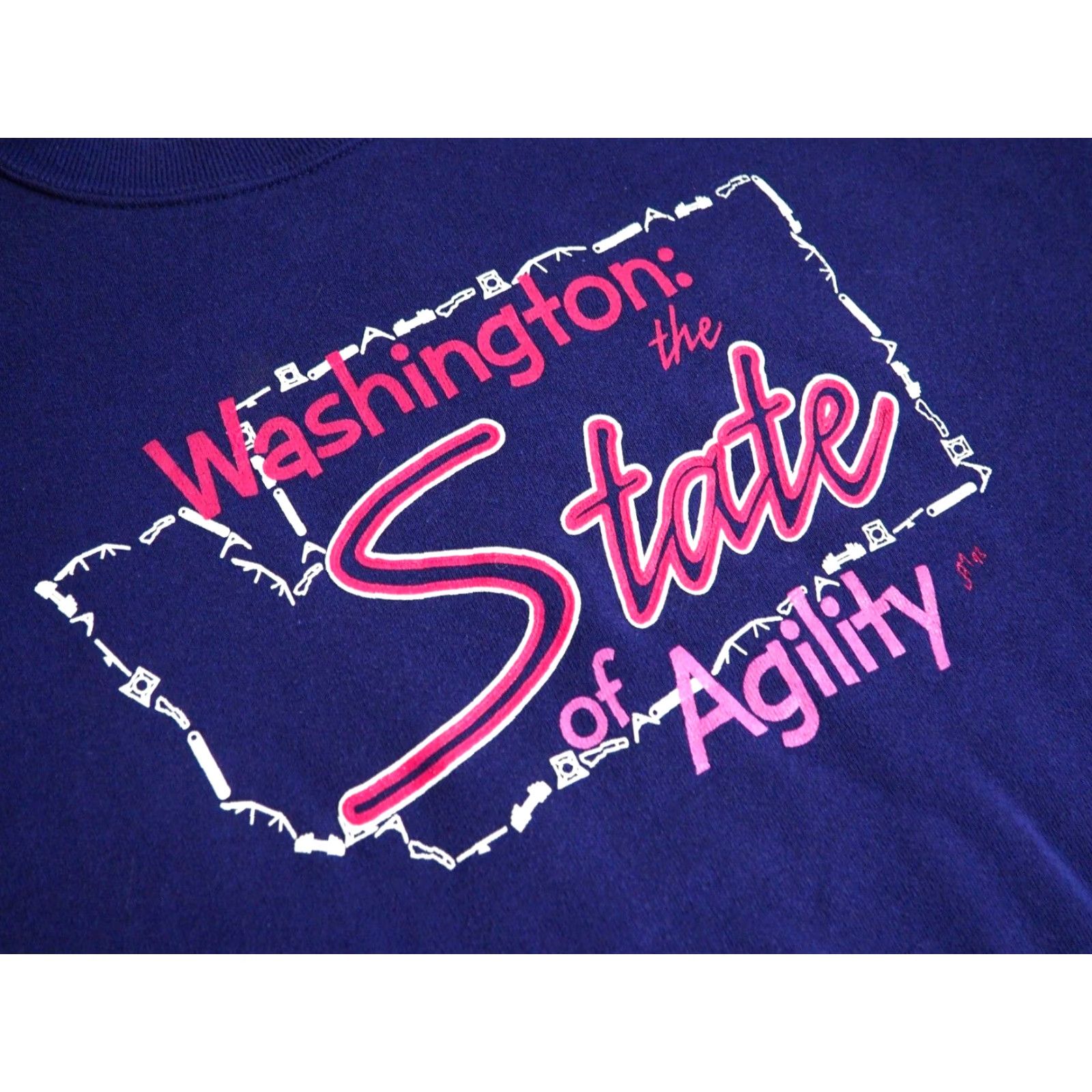 Jerzees VINTAGE Jerzees Washington Dog Agility Art Purple Pullover Sweatshirt XL EUC Size US XL / EU 56 / 4 - 4 Thumbnail