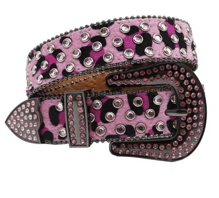 Japanese Brand Y2K Rhinestone PU Leather Belt - 105 cm Size ONE SIZE - 1 Thumbnail
