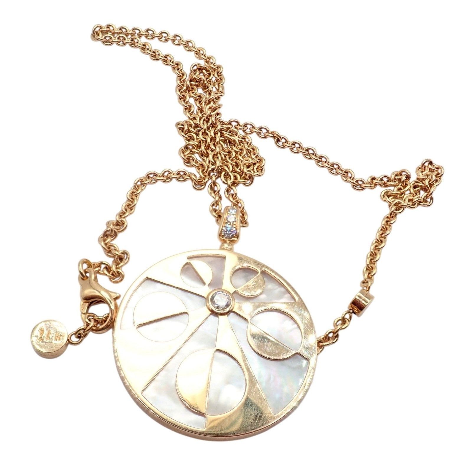 Bvlgari Bulgari Intarsio 18k Gold Diamond Mother of Pearl Necklace Size ONE SIZE - 10 Thumbnail