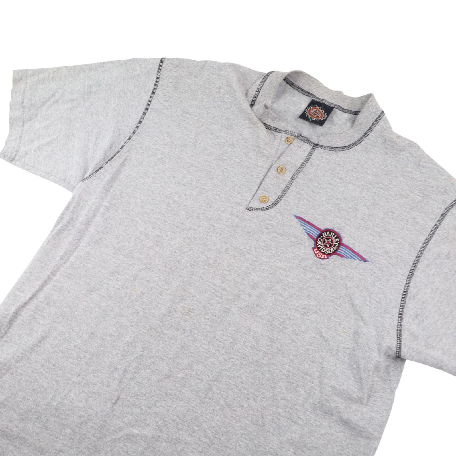 Harley Davidson × Vintage Vintage Harley Davidson USA Henley T Shirt Size US L / EU 52-54 / 3 - 2 Thumbnail