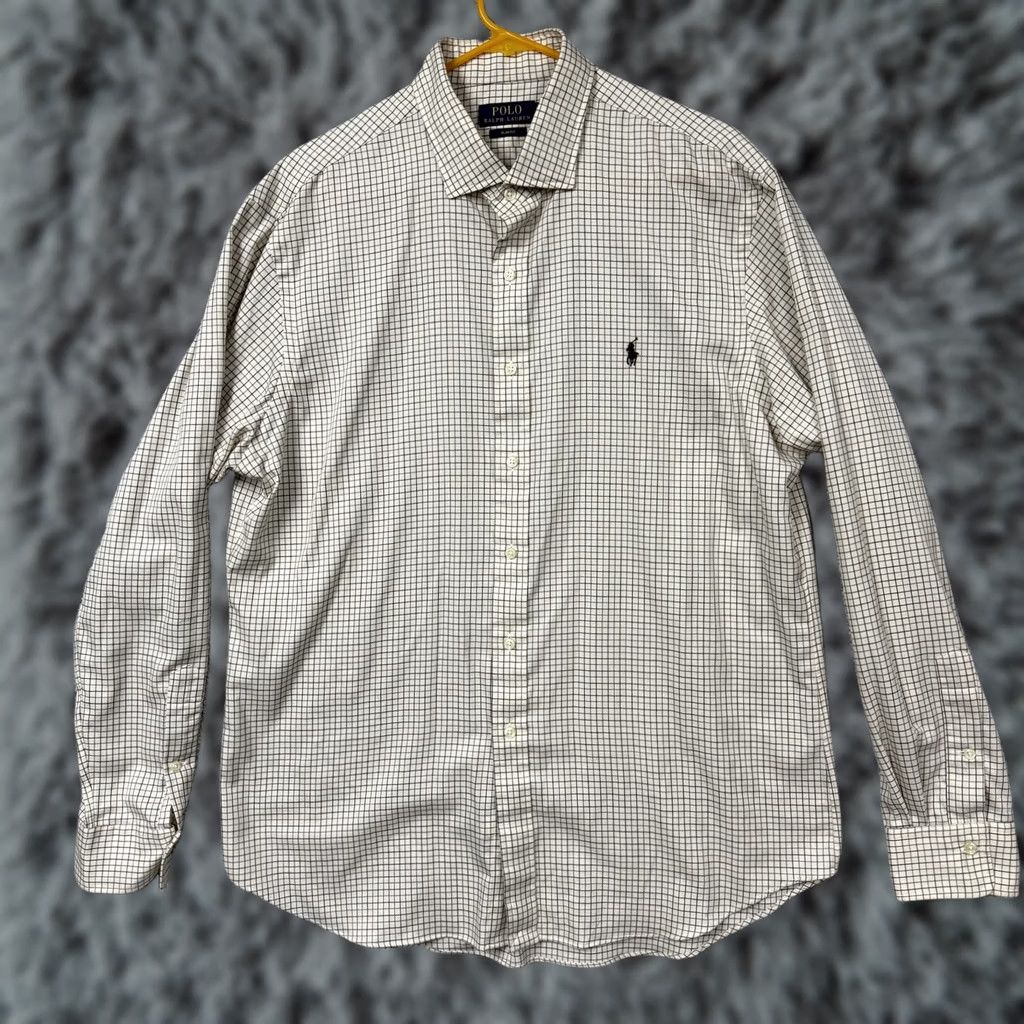 Polo Ralph Lauren Polo Ralph Lauren Button Up Shirt Mens XL Cream Check Slim Fit Office Casual Size US XL / EU 56 / 4 - 1 Thumbnail