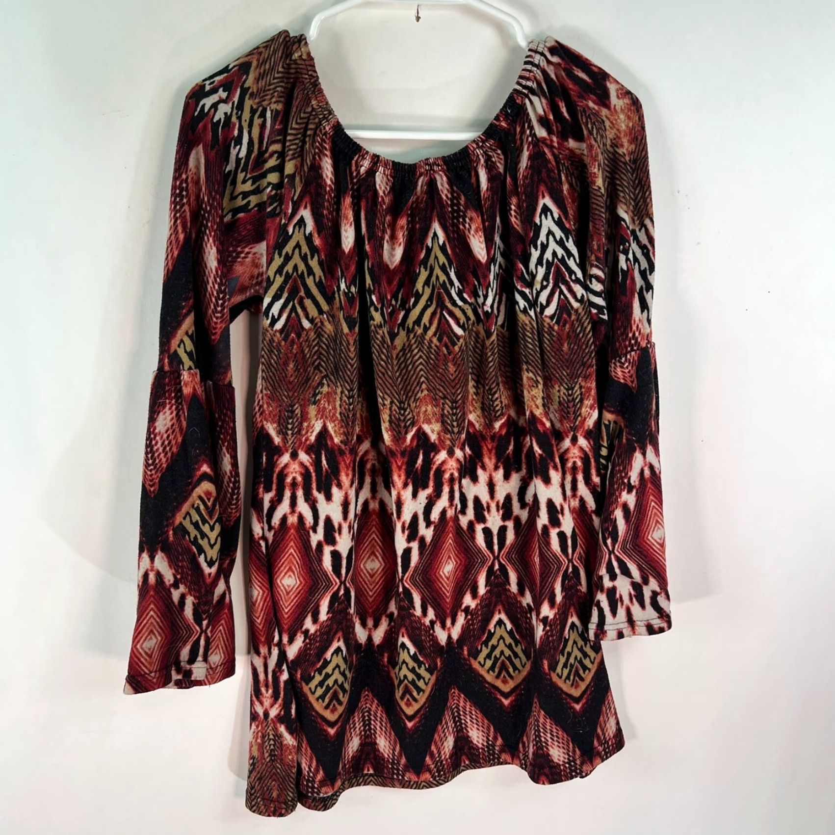 Bell VINTAGE Win Winn Tunic Blouse Brown Bell Sleeve Size Large L Womens Size L / US 10 / IT 46 - 6 Thumbnail