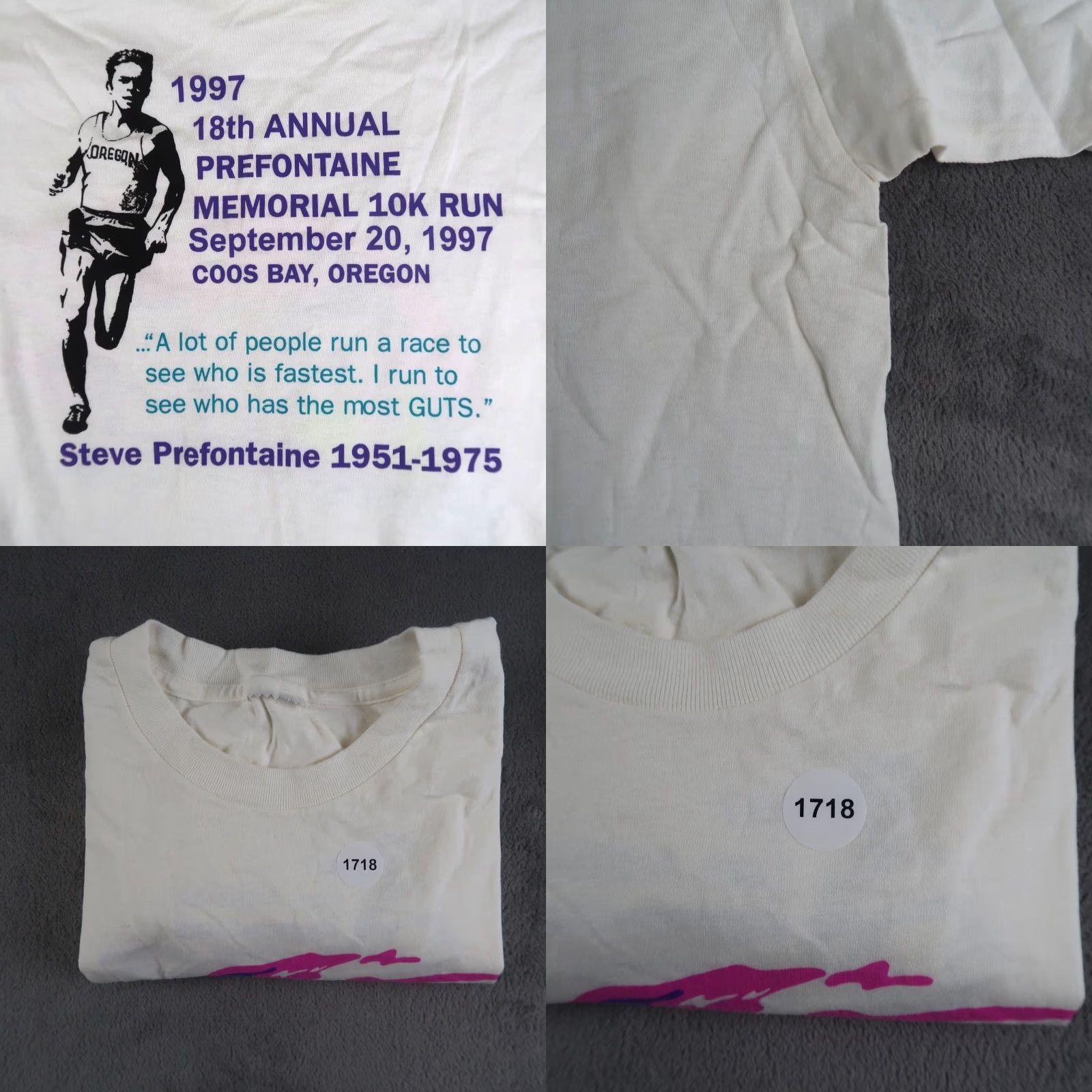 Nike VINTAGE Nike Steve Prefontaine Memorial 10K Run XL T Shirt Men's White 1990s Graphic Tee Size US XL / EU 56 / 4 - 9 Thumbnail