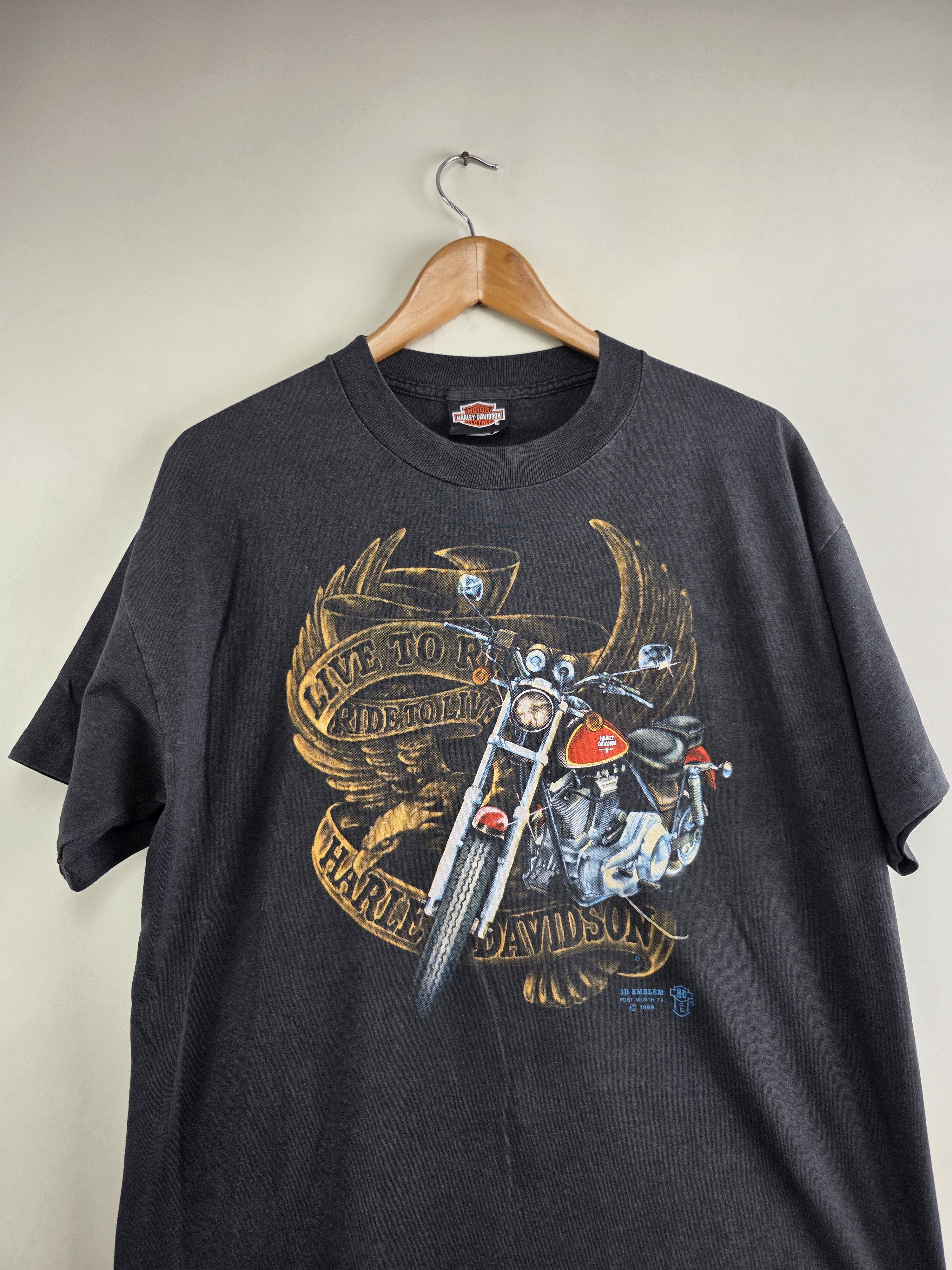 Harley Davidson × Vintage 1989 Live to ride Harley Davidson 3D Emblem XL 21.5" 29" Size US XL / EU 56 / 4 - 2 Thumbnail