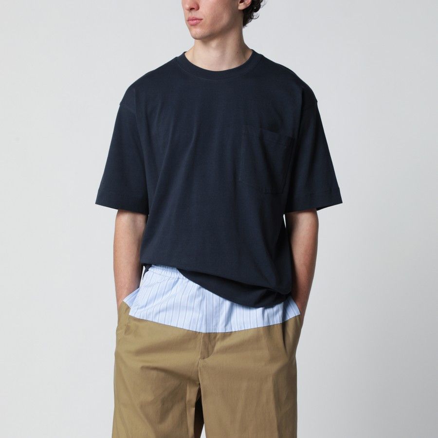 o1d2blof0226 Cotton T-Shirt in Navy Blue