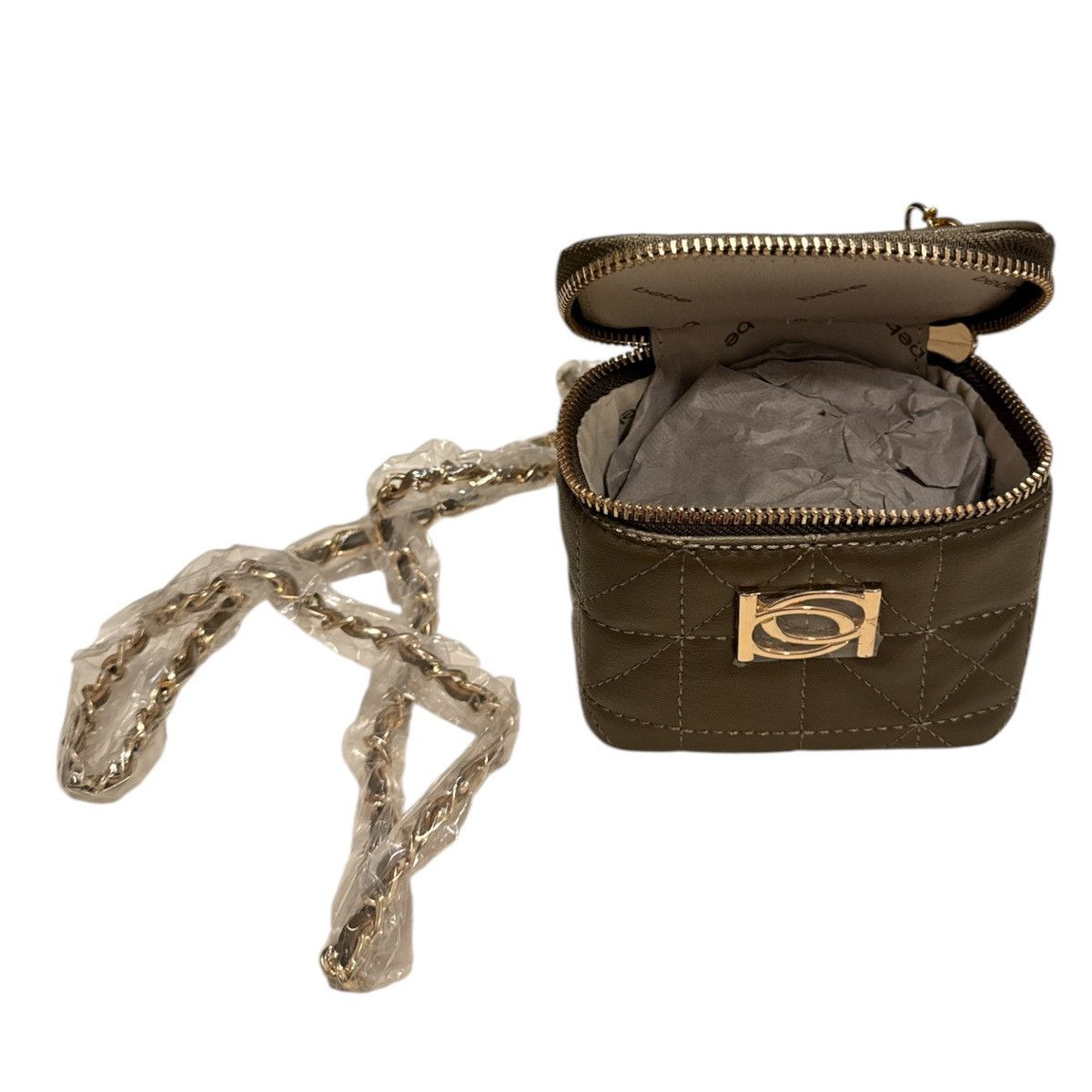 Bebe Bebe Kamala Mini SQ Light Olive Quilted Crossbody w/ Chain Size ONE SIZE - 7 Thumbnail